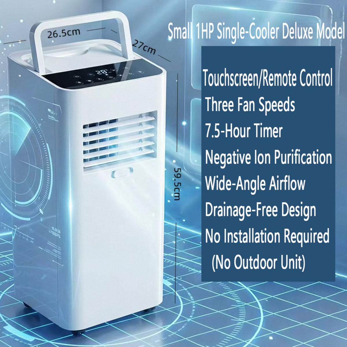  Climatiseur Portable 7000 BTU Pour Les Chambres Jusqu'à 300 Sq.ft, Unité De Climatisation Intelligente Avec Télécommande, Refroidissement Rapide, Déshumidificateur, Mode De Sommeil Silencieux, Kit De