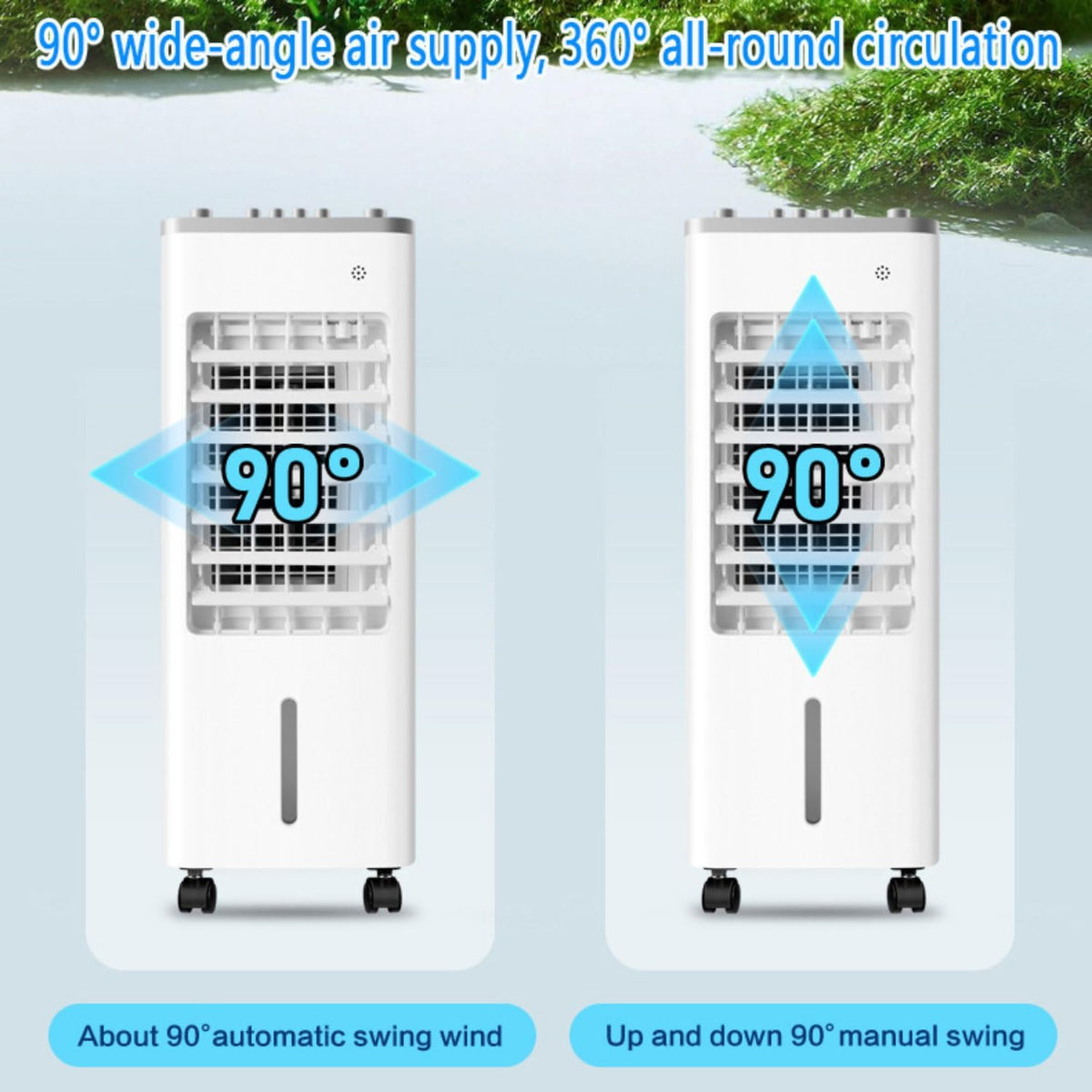  Climatiseur Portable 3 En 1 Sur Roulettes Avec Ventilateur Et Humidificateur, Minuterie 8 H, 3 Vitesses, Oscillation à 90°, Rafraîchisseur D'air Par évaporation Pour La Maison, Le Bureau Ou La Chamb