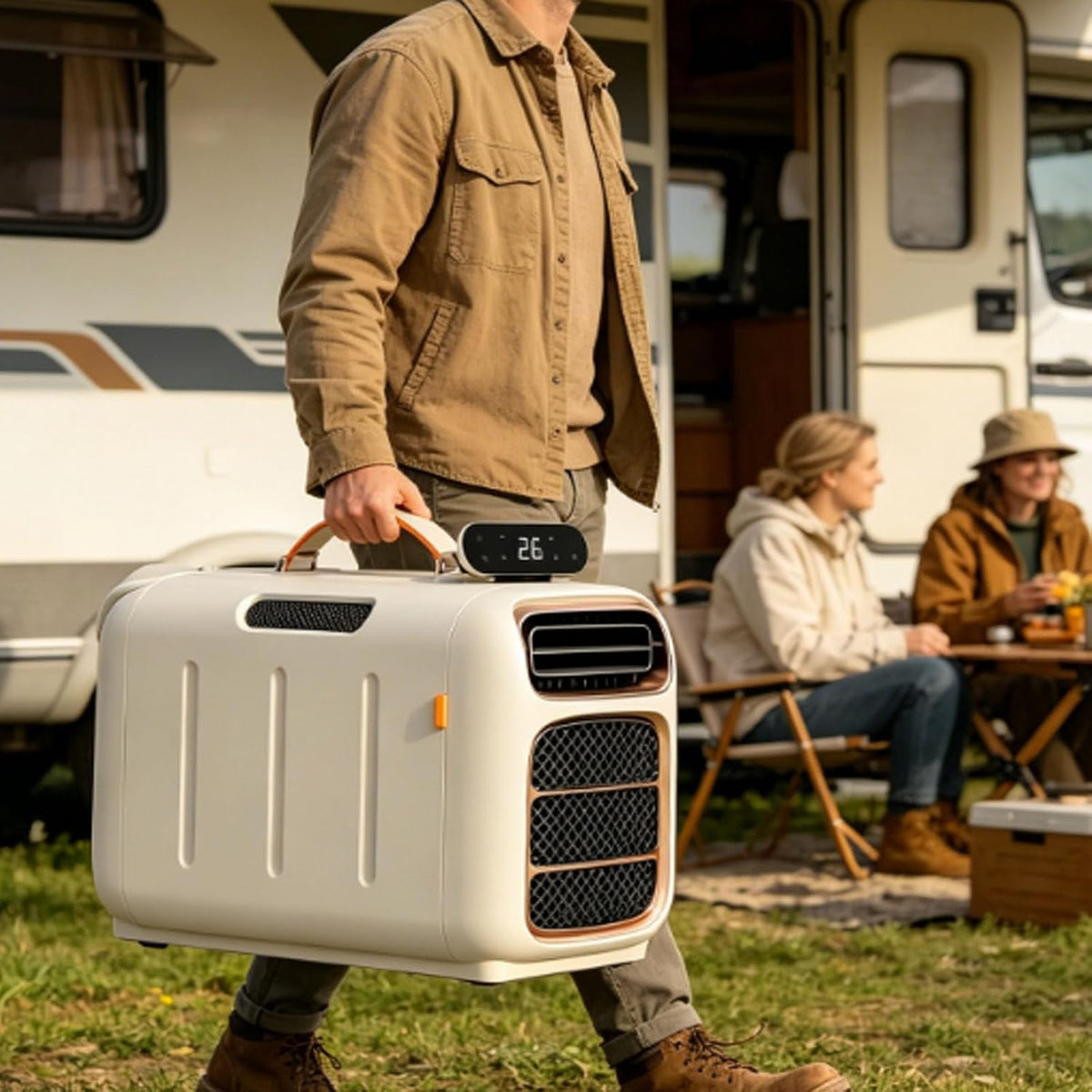  Climatiseur Portable 4700 BTU, AC Mobile 450W Pour Tente RV, Ventilateur De Déshumidificateur De Refroidissement 4-en-1 Avec Contrôle Tactile, Unité D'auto-évaporation Silencieuse Pour Van Life Small