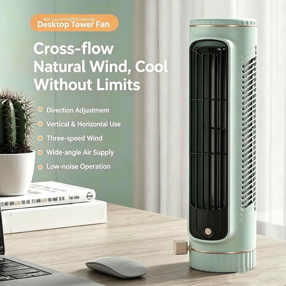 GENERIC Ventilateur De Bureau Portable Sans Pales à 3 Vitesses Pour Bureau, Chambre, Extérieur, Utilisation Horizontale Ou Verticale