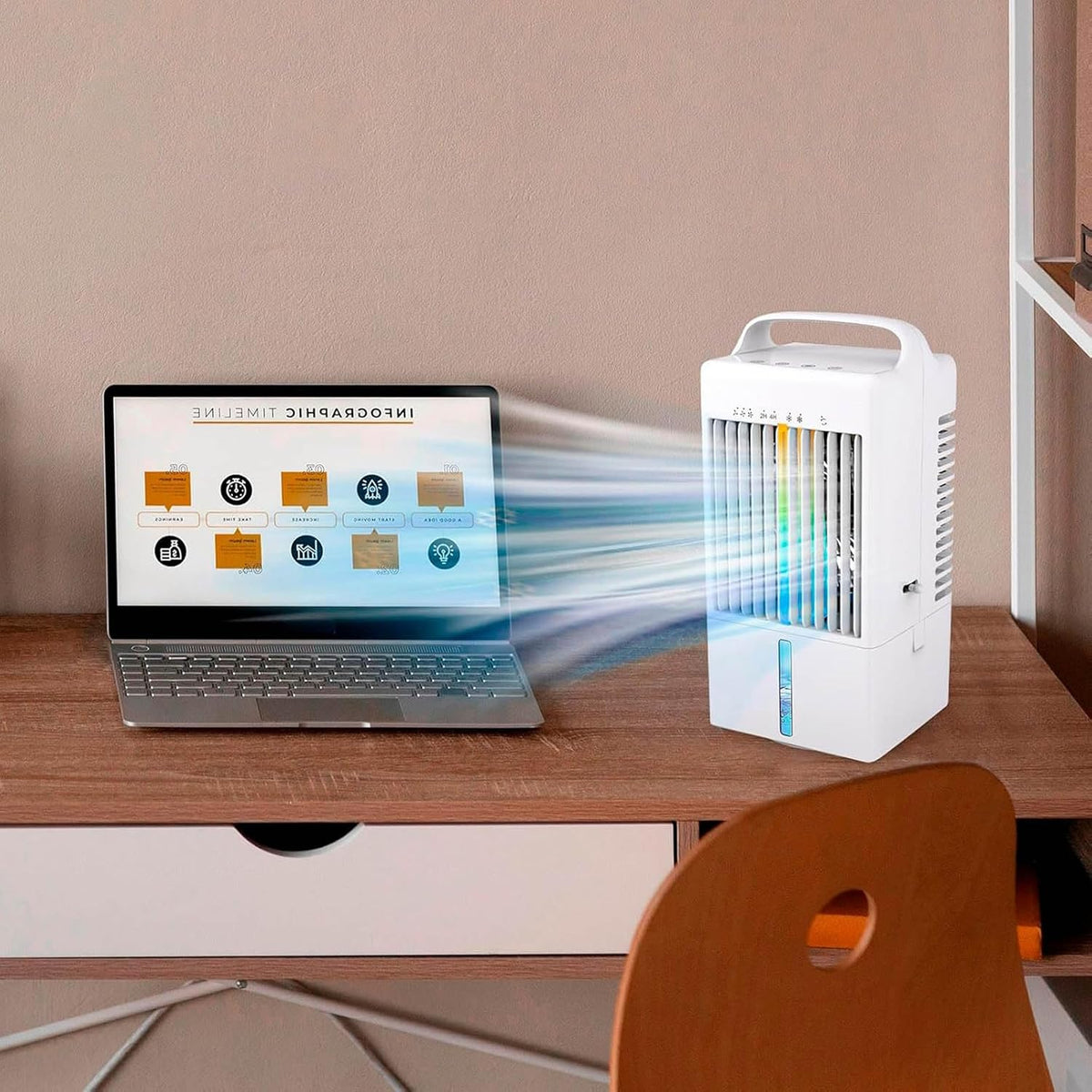 GENERIC Petit Refroidisseur D'air, Ventilateur De Climatisation Portable, Alimenté Par USB, Pulvérisation à Vitesse Réglable Pour La Maison, Le Bureau, La Chambre à Coucher, Les Voyages En Plein Air