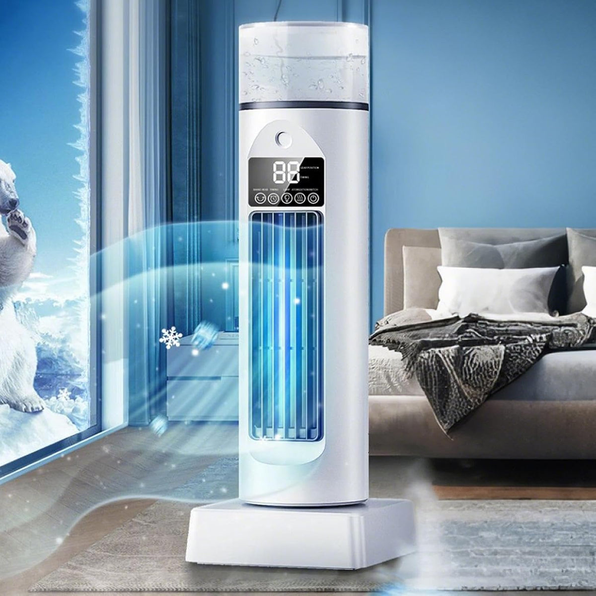 GENERIC Ventilateur De Climatisation – Climatiseur Portable, Humidificateur à Vitesses Réglables Par évaporation, Gadgets Cool Avec Minuterie Et Télécommande, Refroidisseur D'espace Sans Pales Pour La Maison
