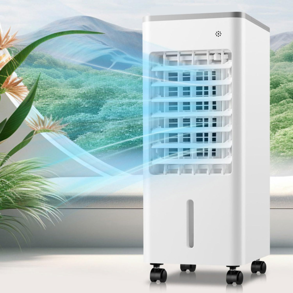  Climatiseur Portable 3 En 1 Sur Roulettes Avec Ventilateur Et Humidificateur, Minuterie 8 H, 3 Vitesses, Oscillation à 90°, Rafraîchisseur D'air Par évaporation Pour La Maison, Le Bureau Ou La Chamb