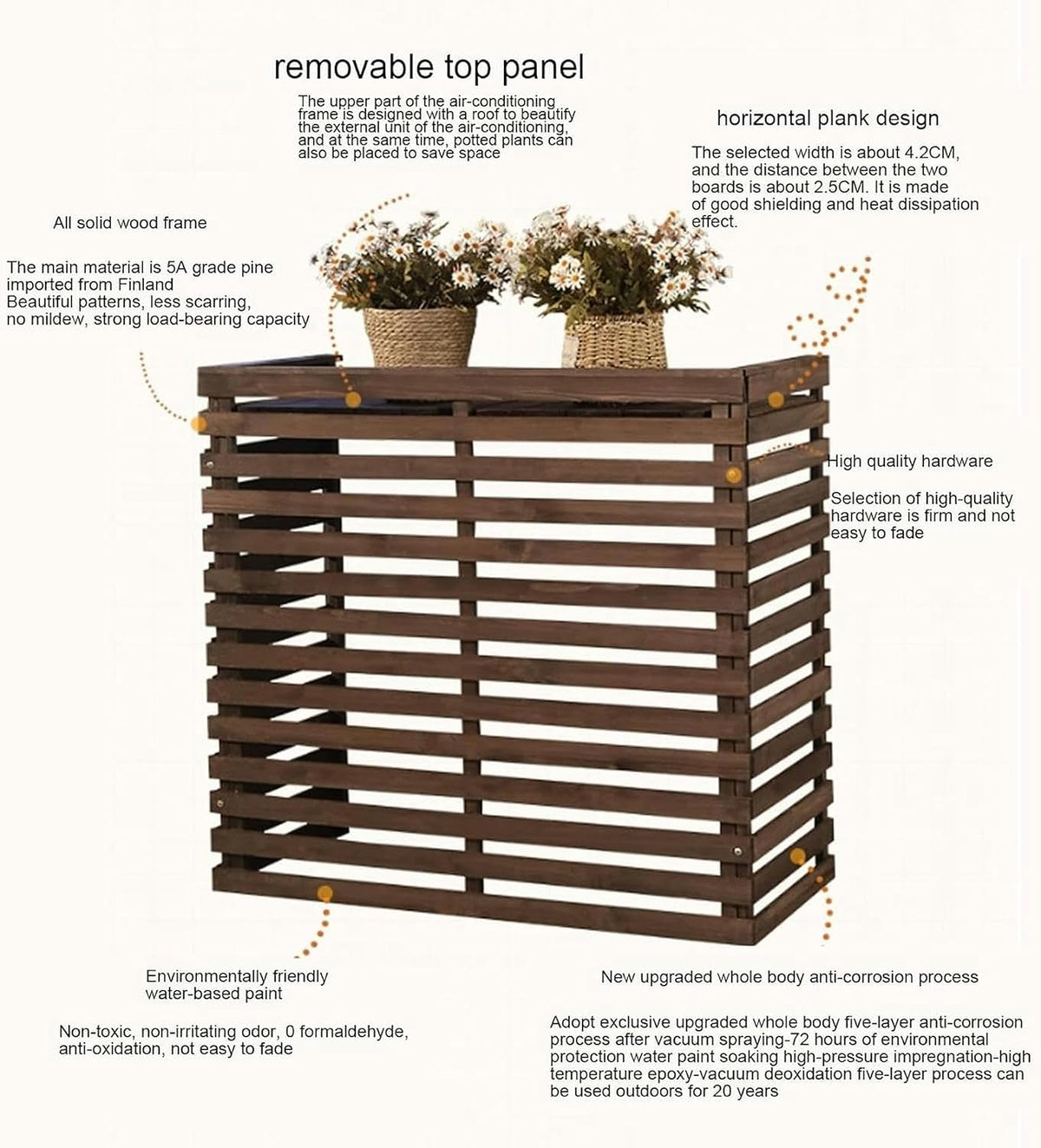  Housse De Protection Pour Climatiseur D'extérieur - Résistante Aux Intempéries - Pour Unité De Climatisation - Clôture En Bois - Idéale Pour Une Utilisation En Extérieur - Design élégant