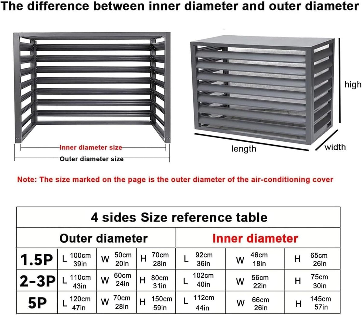 GENERIC Housse En Aluminium à 4 Panneaux Fendue Pour Climatiseur D'extérieur Et Support De Fleurs, Bouclier De Pompe à Chaleur Résistant Aux Intempéries (blanc 100 X 50 X 70 Cm)