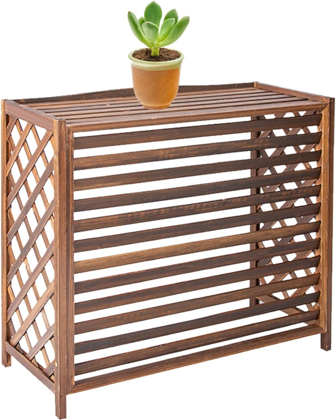 GENERIC Housse De Protection Pour Climatiseur D'extérieur – Bois Massif Robuste Anti-corrosion Design élégant Pour Cacher Les Unités De Climatisation Et Le Stockage Des Plantes – Protection Résistante Aux
