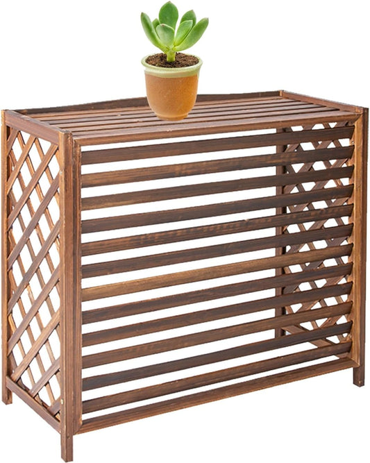 GENERIC Housse Pour Climatiseur Extérieur – Bois Massif Anti-corrosion Design élégant Pour Cacher L'unité De Climatisation Et Stocker Les Plantes – Protection Pour Unités Extérieures