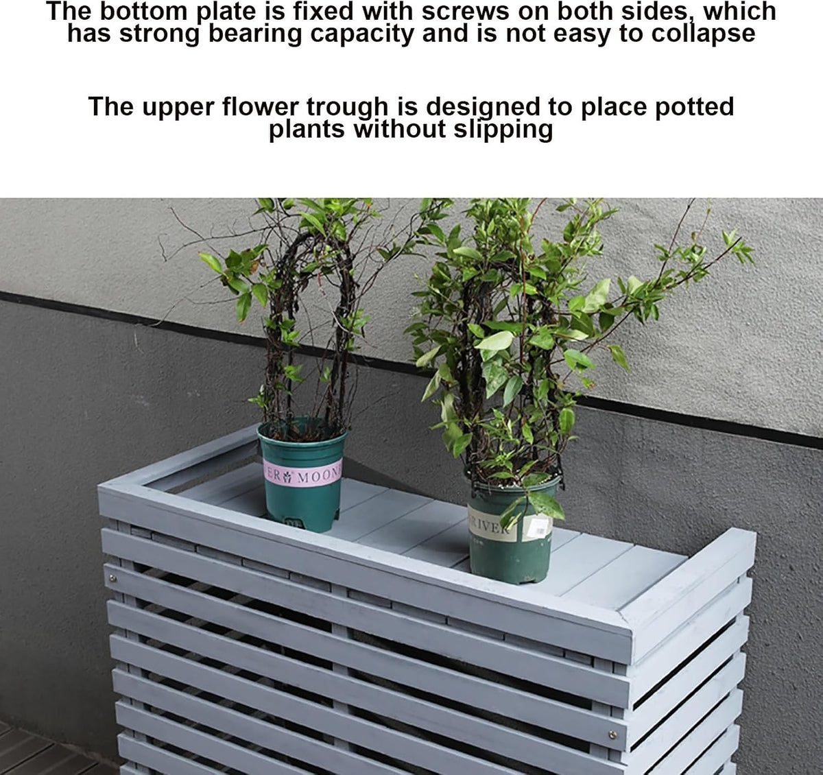 GENERIC Housse De Climatiseur Extérieur - Support En Bois Massif Et Fleur Pour Climatisation Portable -, Résistant Aux Intempéries, Design Décoratif (couleur : Bleu)