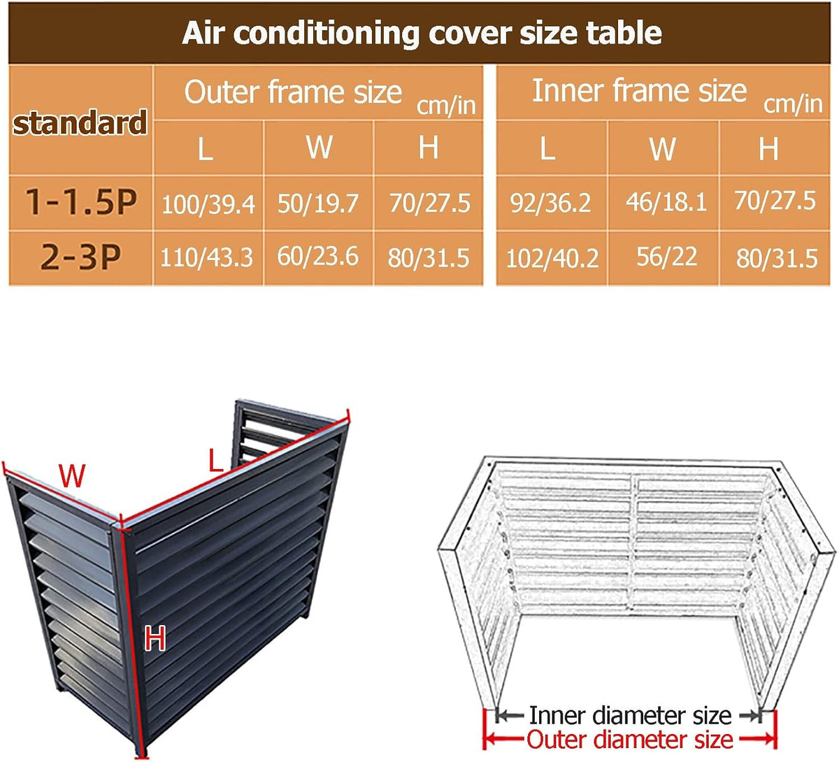  Couvercle De Climatiseur Extérieur En Aluminium Et Boîtier De Pompe à Chaleur, écran De Clôture De Protection Pour Unités De Climatisation, Bouclier De Condensateur Autonome Pour Ordures Ou CVC