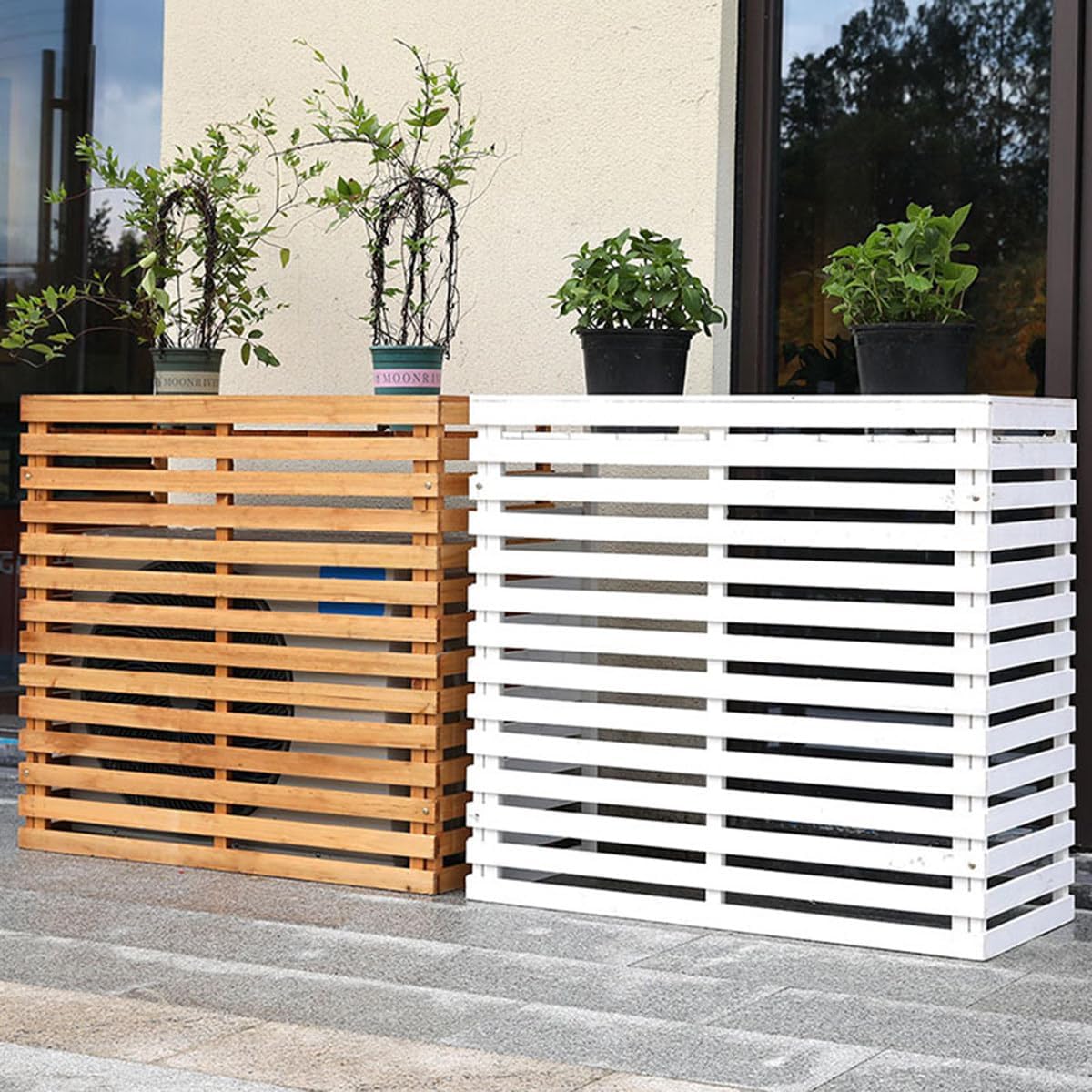 GENERIC Housse De Protection Pour Climatiseur D'extérieur En Bois Massif Avec Persiennes Pour Climatiseurs