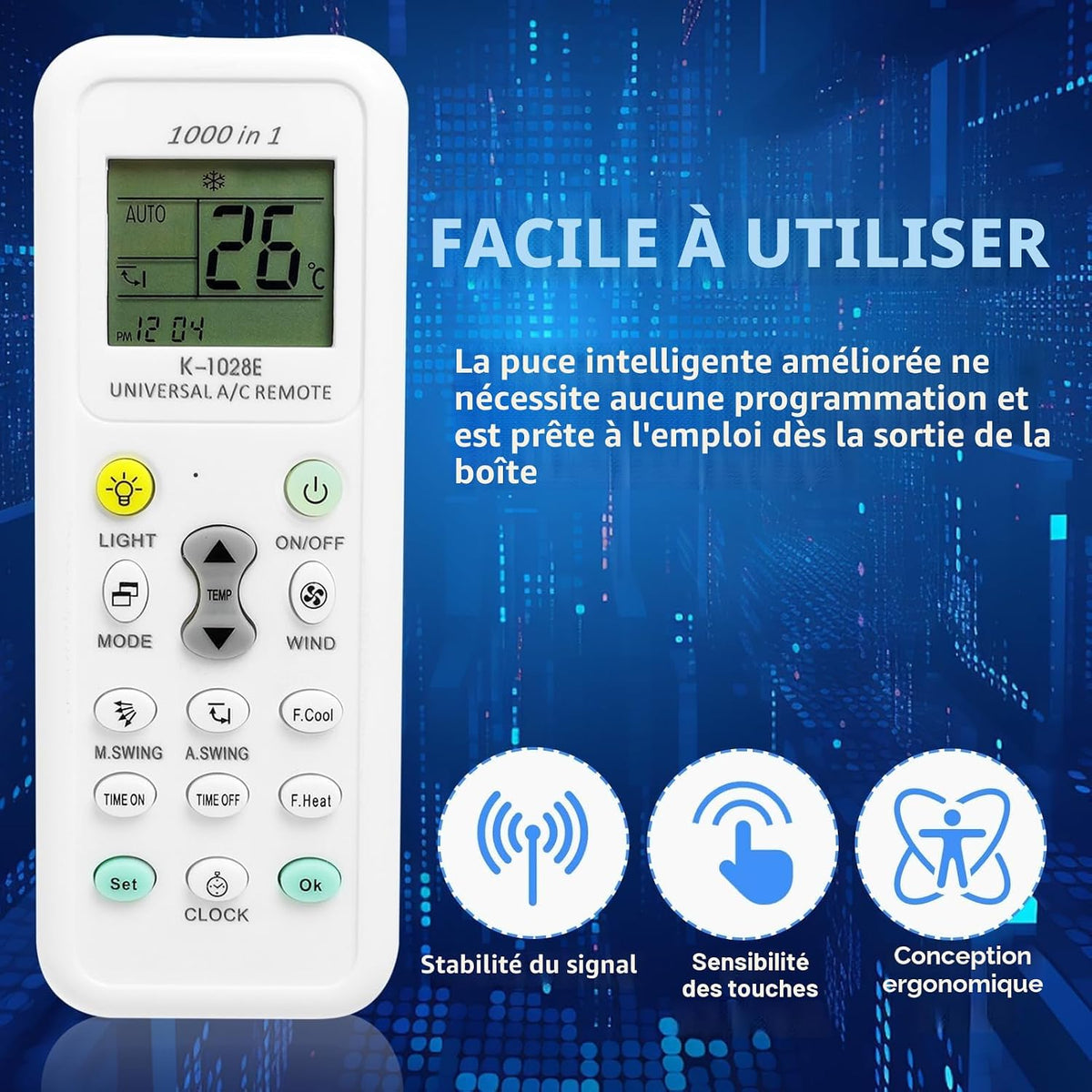  Telecommande Universelle Clim Pour LG, Gree, Midea, Toshiba, Haier, Daikin, Hitachi, Sharp, Samsung, Sanyo, Hisense Et Plus De 1000 Marques, Télécommande Climatiseur Universelle