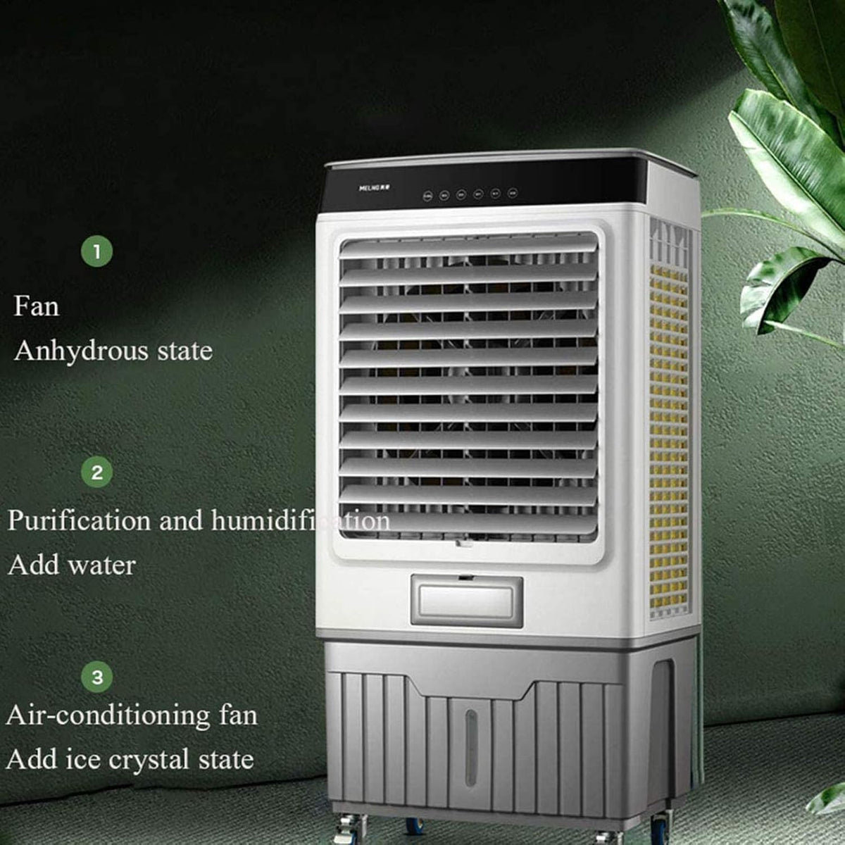  Climatiseur Mobile, Refroidisseur D'air Par évaporation 3 En 1, 3 Vitesses De Vent, Réservoir D'eau De 50 L, Avec 6 Glacières Et Télécommande, Minuterie De 1 à 7 H, Ventilateur Portable