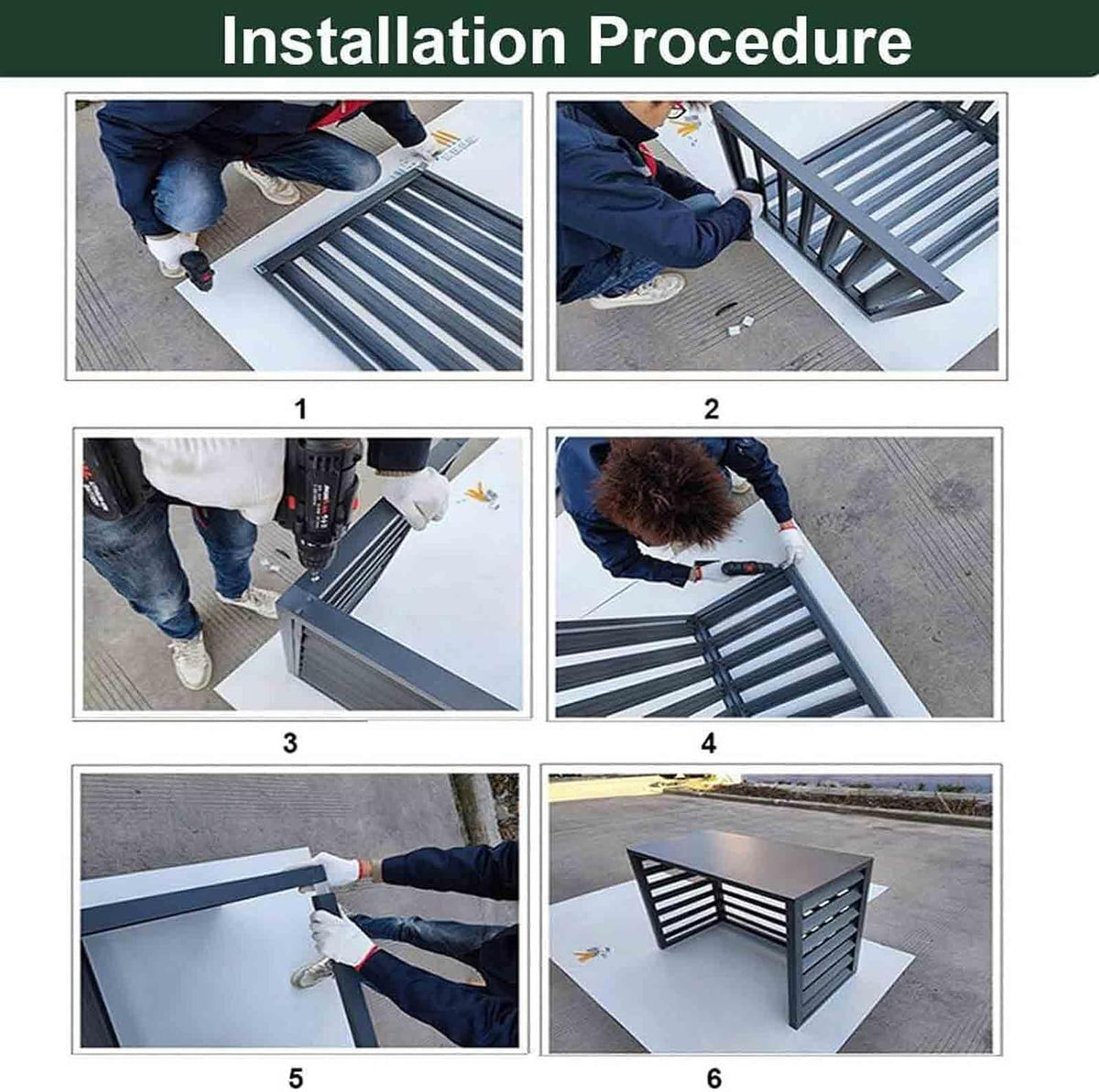 GENERIC Housse De Protection Pour Climatiseur Extérieur – Housse De Pompe à Chaleur En Aluminium Résistante Aux Intempéries – Barrière Décorative D'intimité – Réduction Du Bruit – Protection Extérieure