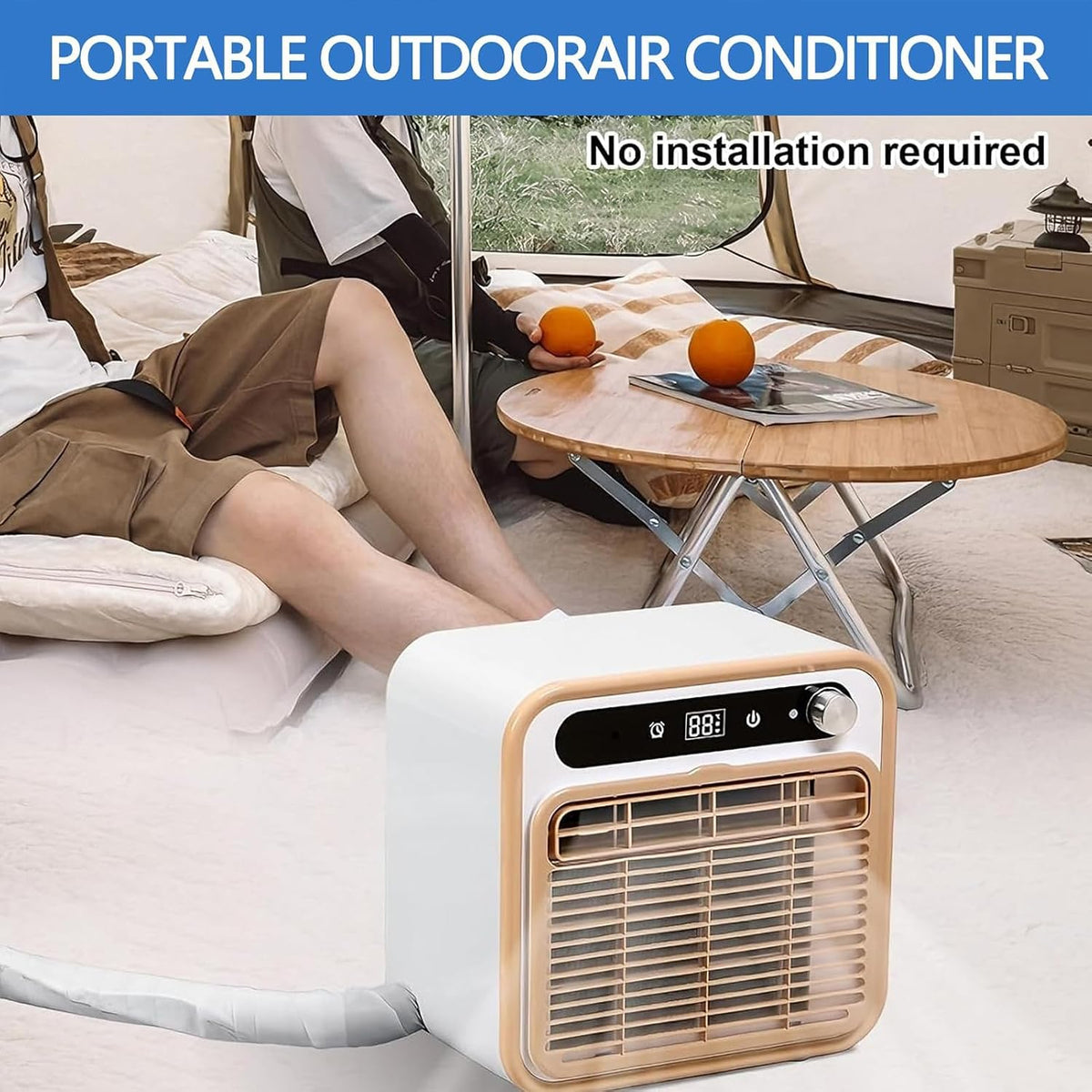 GENERIC Climatiseur Split Portable 5000 Btu, Unité De Climatisation De Camping Silencieuse Avec WiFi Et Télécommande, Minuterie De 12 H Et Débit D’Air De 130 M³/h, Rafraîchisseur D’Air Sans Tuyau Pou 1m Tube
