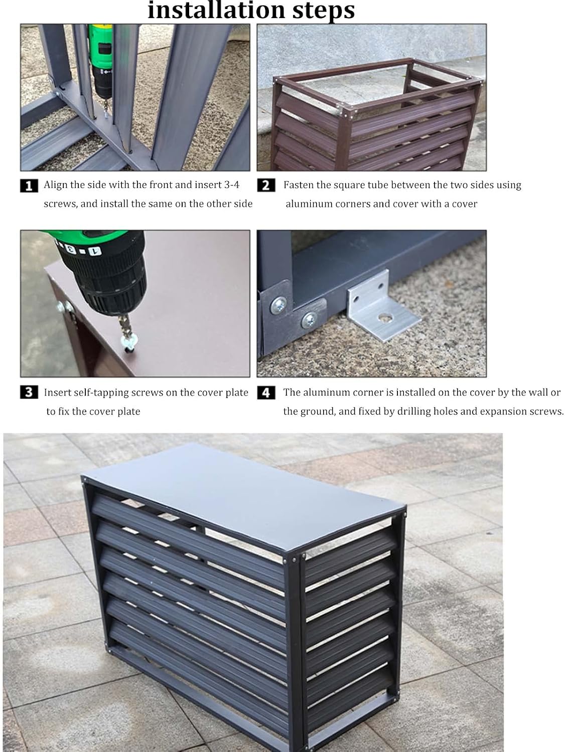 Housse De Climatiseur En Aluminium Toutes Saisons - Décoration Extérieure Pour Climatiseurs Et Poubelles - Protection Autonome Pour équipements Extérieurs