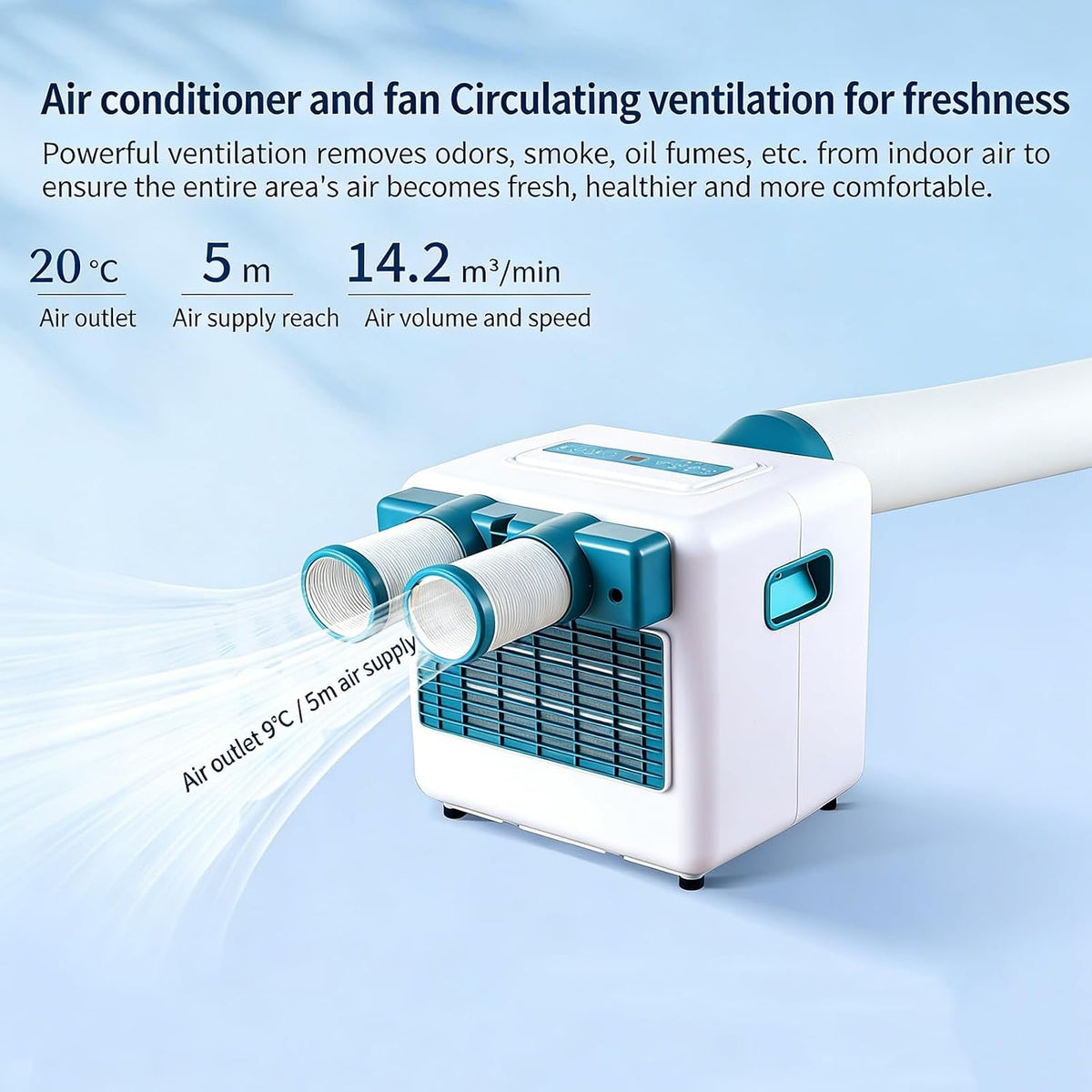 GENERIC Portable AC Unit 4-en-1 Ventilateur De Déshumidificateur De Refroidissement Avec Télécommande, Minuterie 24H, Fonctionnement Silencieux Pour Le Bureau De Chambre à Coucher, Conception Compacte Efficac