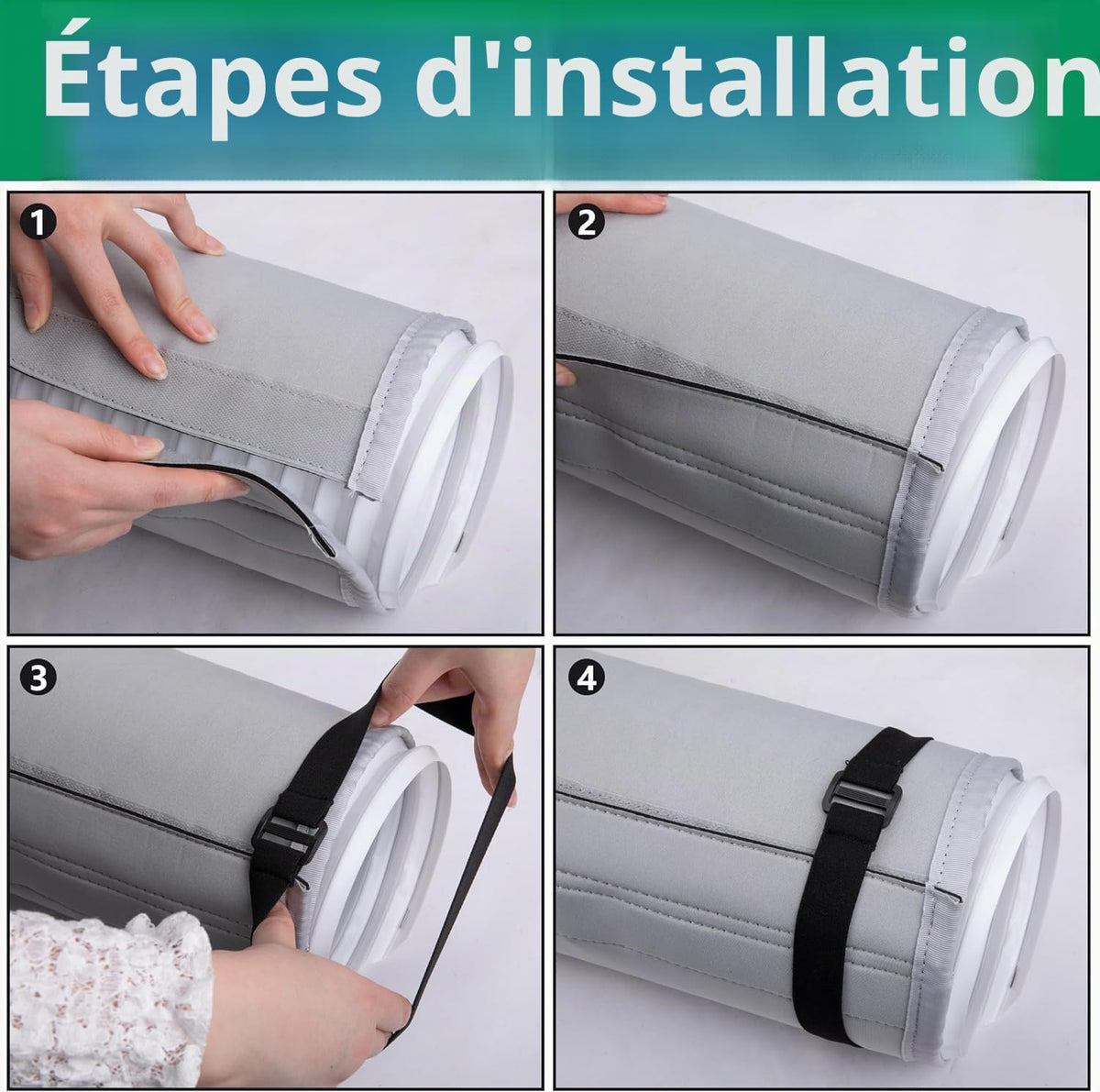  150 X 50 Cm Couvercle De Tuyau De Climatisation Portable - Isolation Tuyau Climatiseur Manchon - Housse Tuyau Climatiseur Mobile,isolée, Facile à Installer