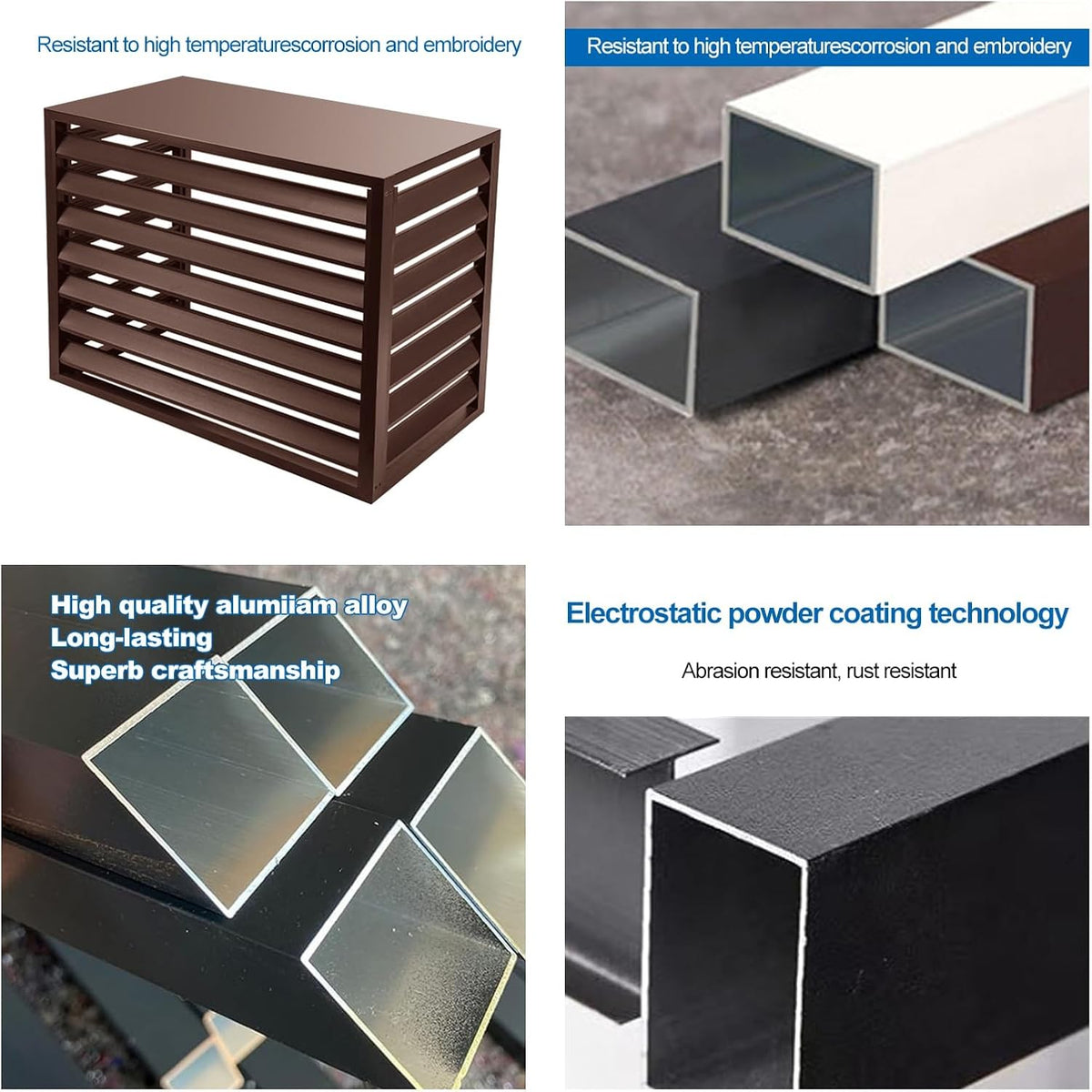 GENERIC Housse De Protection En Aluminium Marron Pour Climatiseur Installation Facile Taille Extérieure 110 X 60 X 80 Cm Bouclier AC Résistant Aux Intempéries Pour Un Usage Domestique