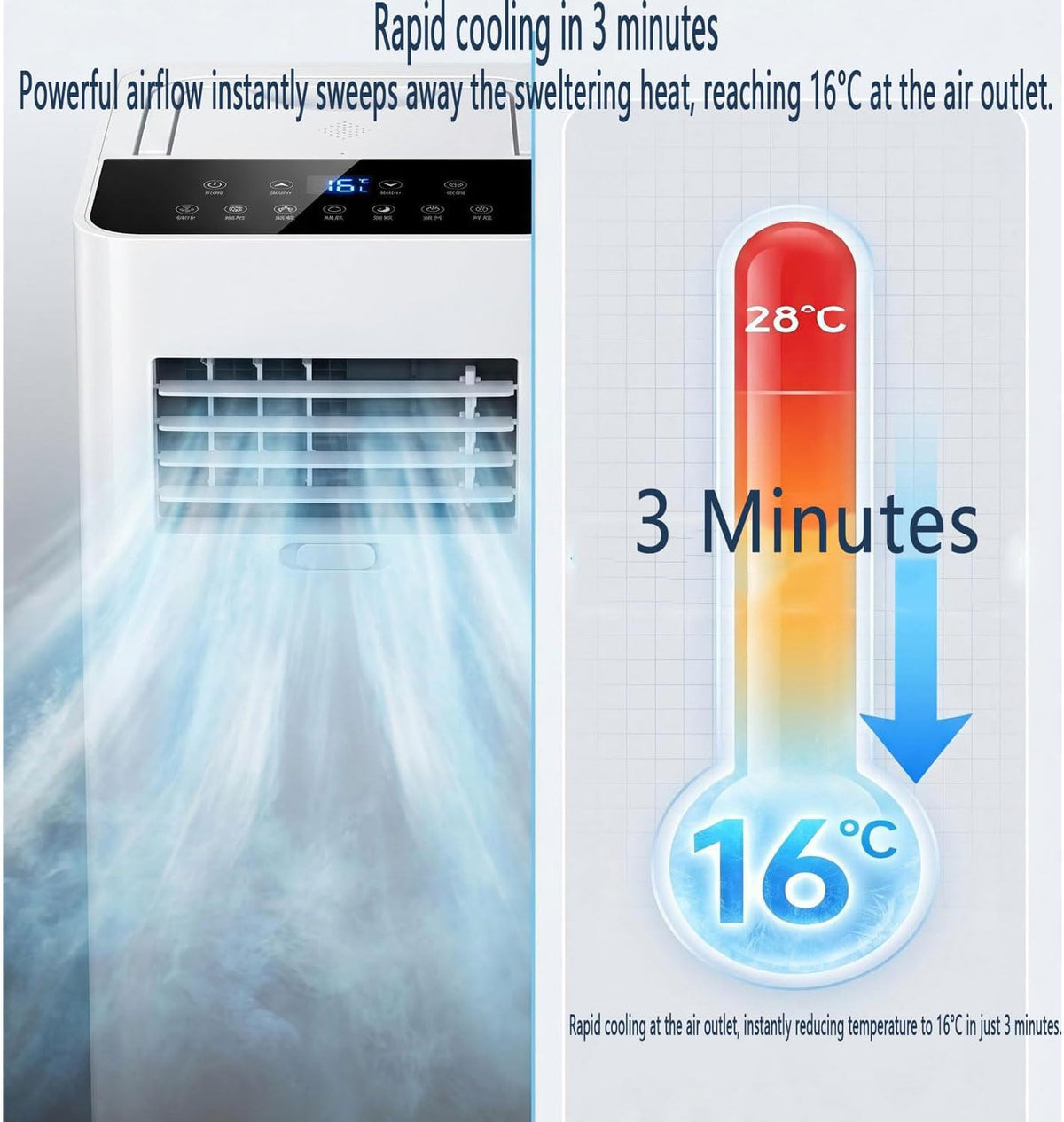  Climatiseur Portable 7000 BTU Pour Les Chambres Jusqu'à 300 Sq.ft, Unité De Climatisation Intelligente Avec Télécommande, Refroidissement Rapide, Déshumidificateur, Mode De Sommeil Silencieux, Kit De
