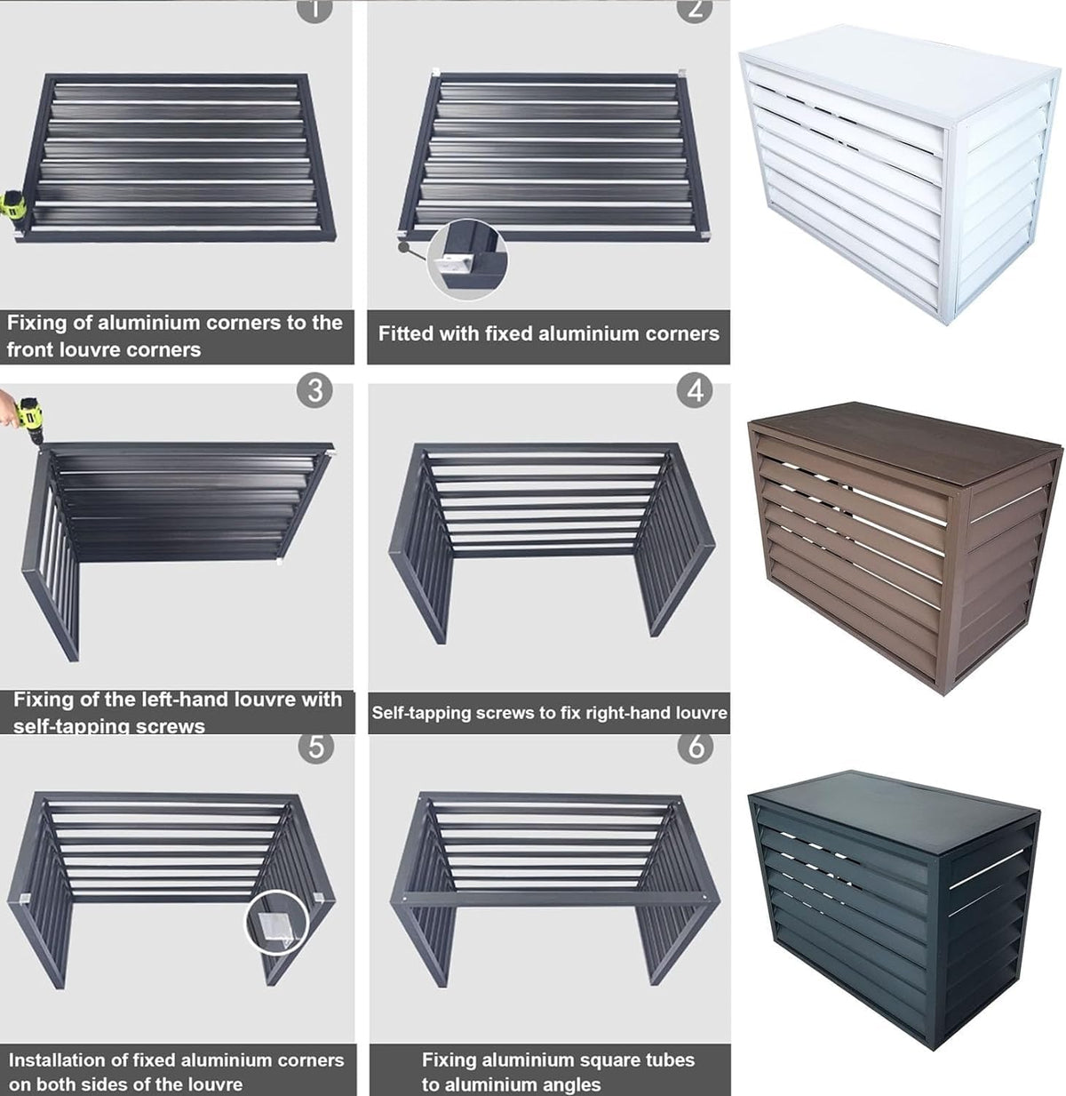 GENERIC Housse En Aluminium Pour Unité De Climatisation Extérieure Et Protection De Pompe à Chaleur, Couvercle De Climatiseur Fendu, Support D'étagère Pour Plantes, Résistant Aux Intempéries, Réduction Du