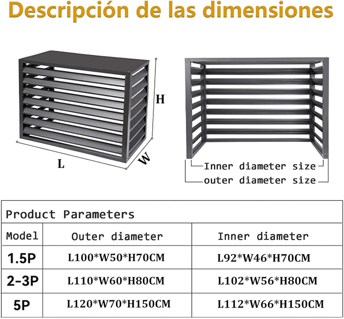 GENERIC Clôture De Climatiseur En Aluminium Grain De Bois – Housse De Protection Extérieure Pour Unités 2–3P (L 110 X L 60 X H80) – Écran De Pompe à Chaleur Pour Protection D'unité De Condensateur