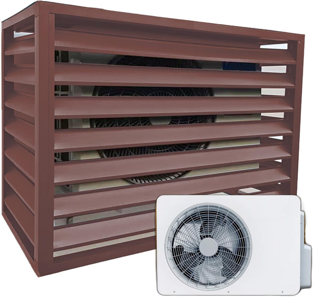 Housse Pour Climatiseur Extérieur – Garniture De Pompe à Chaleur – Dessus Plat En Aluminium Marron – Compatible Avec L100/W50/H70 (1,5P) – Protège Votre Unité De Climatisation Contre Les éléments