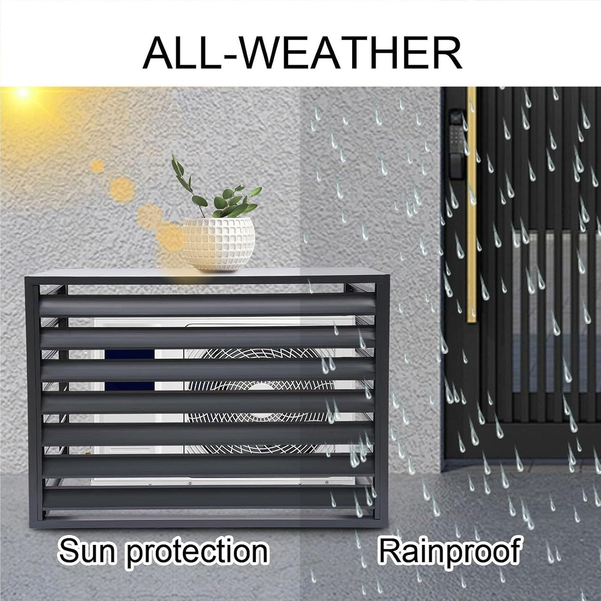 GENERIC Housse En Aluminium Pour Climatiseur Extérieur - Blanc - 100 Cm - Protège Les Unités De Climatisation - Poubelles - Sécurité Des Animaux Domestiques - Panneaux De Clôture D'isolation Des Feuilles.