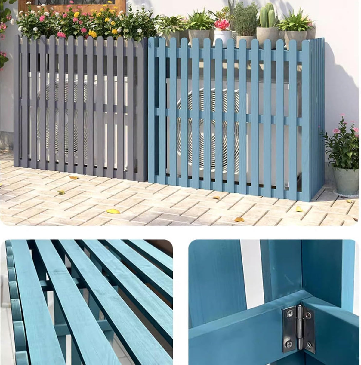 GENERIC Housse De Pompe à Chaleur D'extérieur En Bois Pour Climatiseur - Protection Résistante Aux Intempéries Pour Unité Extérieure - Support De Fleurs Décoratif - Marron - 120 X 60 X 105 Cm