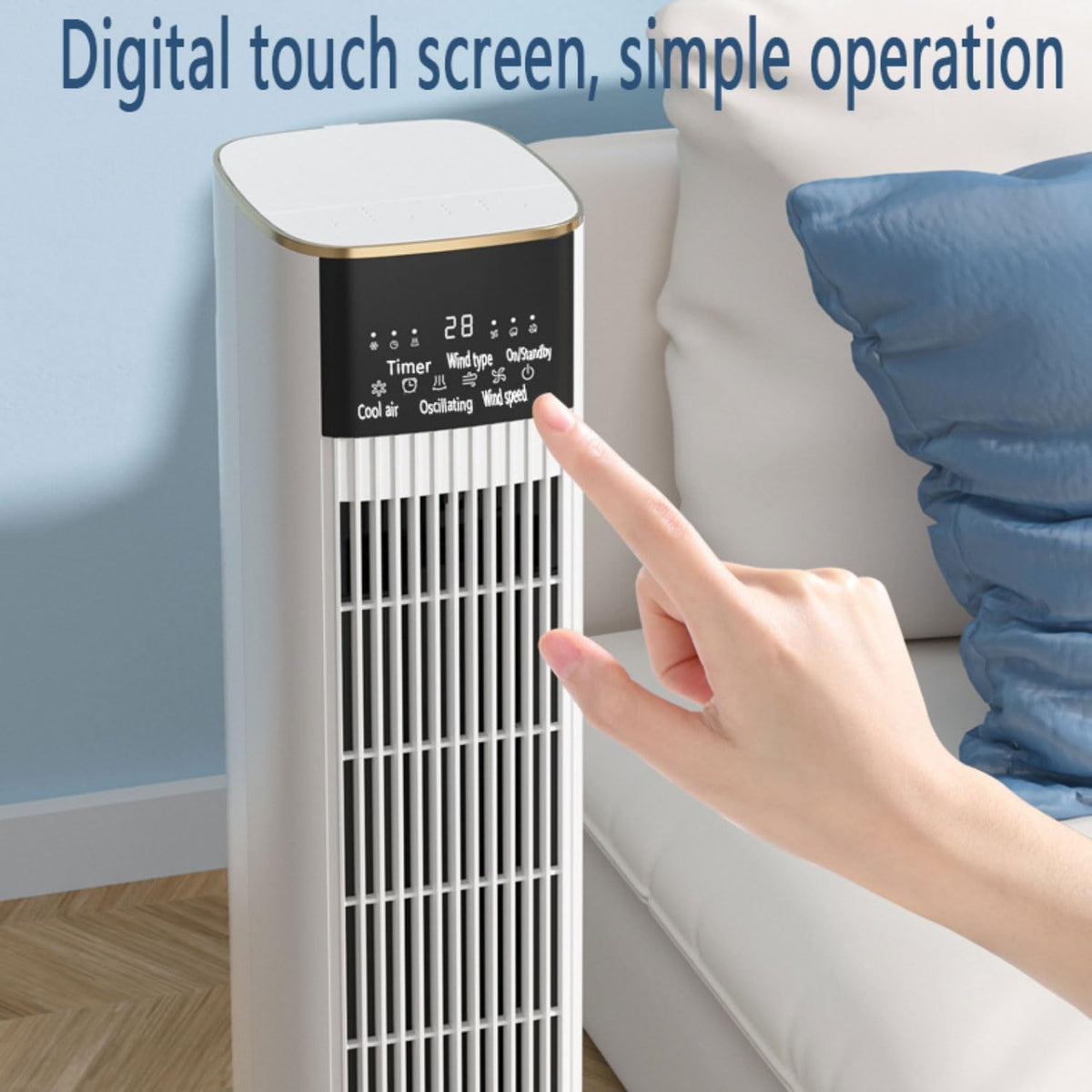  Refroidisseur D'air Colonne Refroidisseur Humidificateur Et Ventilateur Climatiseur Mobile Portable Avec Capacité De 4.5L 3 Vitesses Oscillation Automatique à 80º Roues Multidirectionnelles Blanc