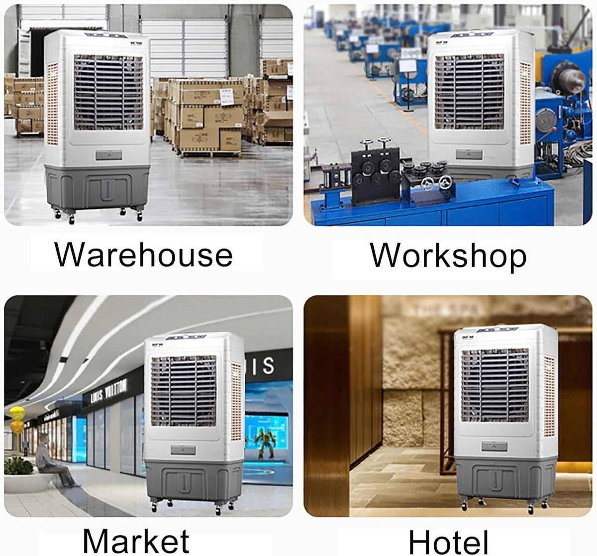 GENERIC Refroidisseur D'air évaporatif à 3 Vitesses 120 Ventilateur Portable Oscillant Avec Réservoir 50L Pour L'intérieur Extérieur Garage Commercial Utilisation Faible Bruit Efficace Refroidissement