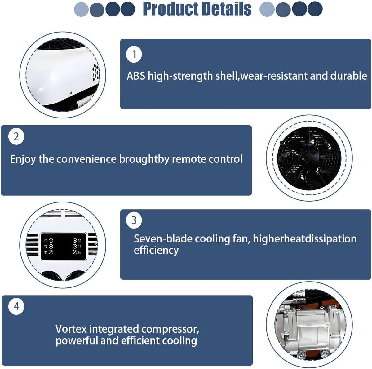  Unité De Climatisation De Toit Pour Camions RVs, 8800BTU Chauffage De Refroidissement, Inverseur Tech Quiet ≤45dB, Télécommande, Carrosser En ABS Durable Pour Camping-cars Vans Machines De Constructio