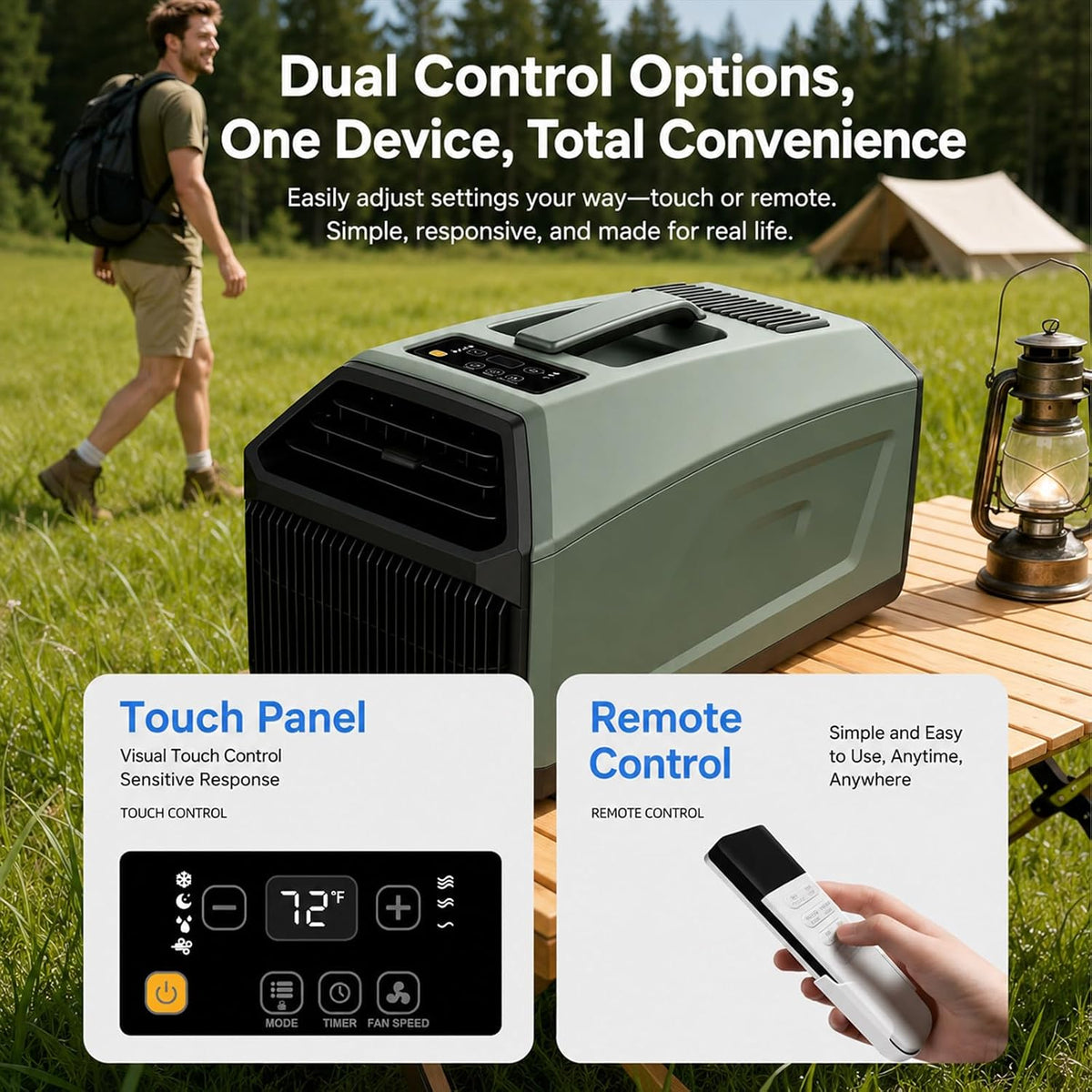  Climatiseur Portable 4500/5100 Btu, Silencieux, Avec Télécommande, 10㎡ /108 Sq.ft,pour Tente, Camping-Car, Fourgon Aménagé, Intérieur Et Extérieur. Faible Consommation 220VAC