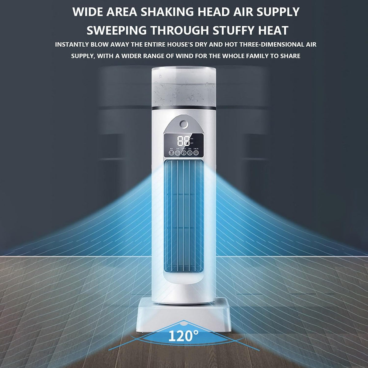 GENERIC Ventilateur De Climatisation – Ventilateurs De Refroidissement Qui Soufflent De L'air Froid | Humidificateur à évaporation Silencieux, 6 Vitesses Oscillantes Sans Pales Avec Télécommande Et Réservoir