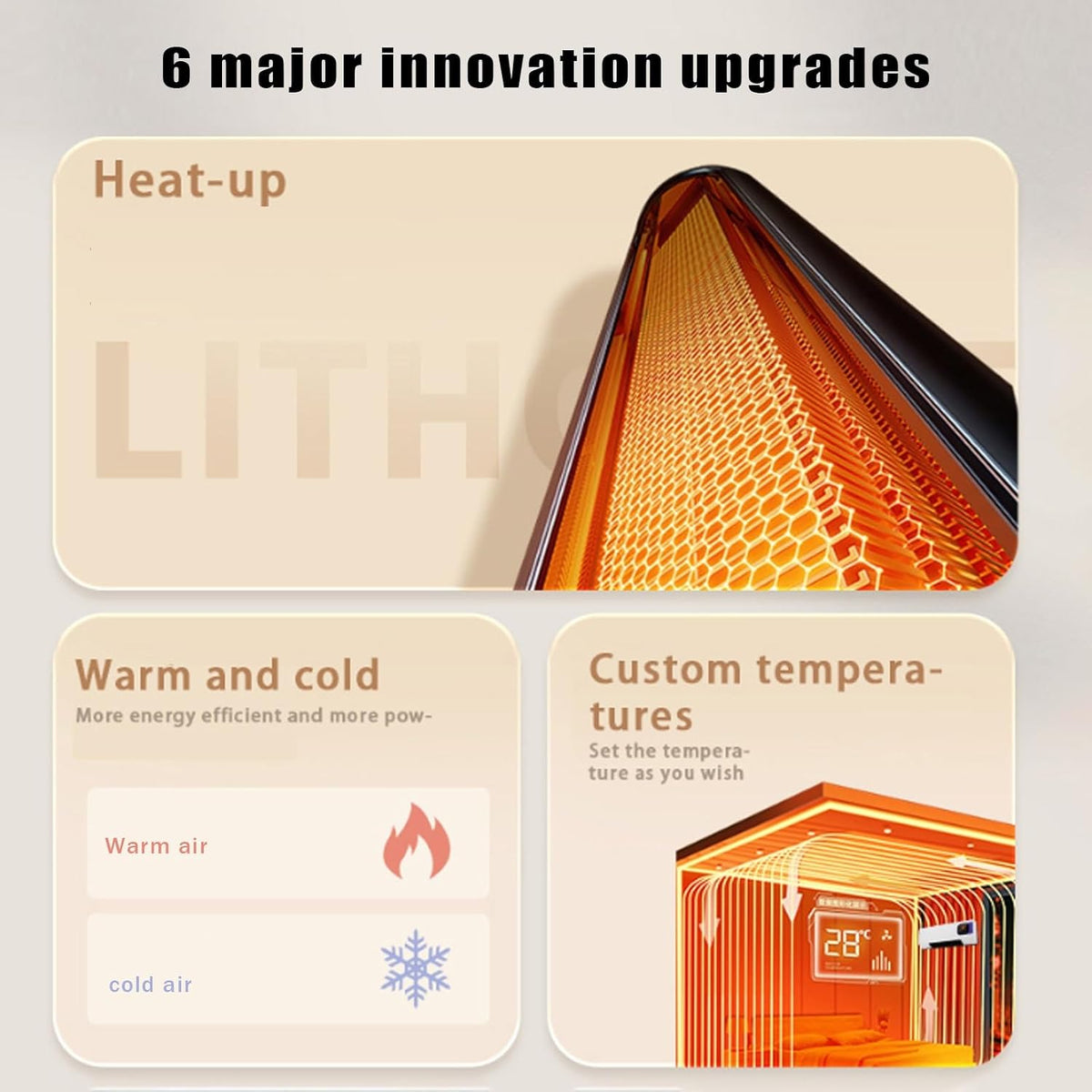  Climatiseur Portable 2000 W, Mini Climatiseur Mural Split 2 En 1, Ventilation Et Chauffage Naturels Rapides For Chambre Et Bureau à Domicile(B)