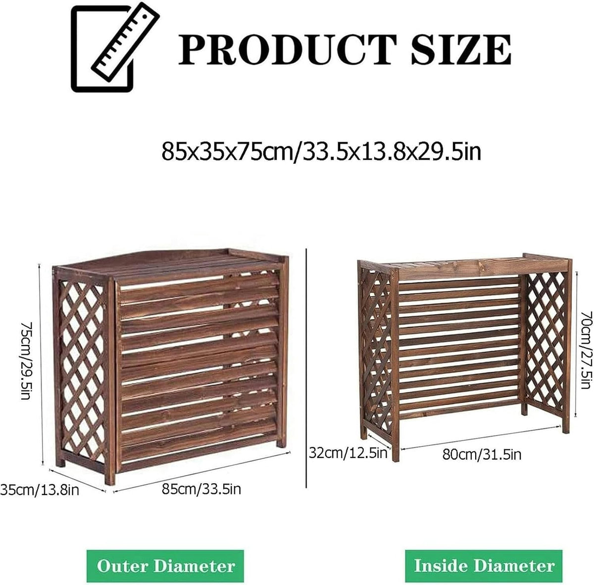 GENERIC Housse De Climatiseur D'extérieur En Bois Massif Et Clôture Décorative Pour Radiateur à Vapeur, Protection élégante Et Présentoir Pour Jardins