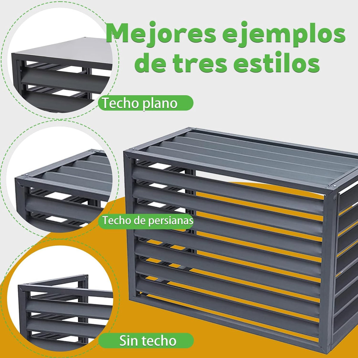 GENERIC Clôture De Climatiseur En Aluminium Grain De Bois – Housse De Protection Extérieure Pour Unités 2–3P (L 110 X L 60 X H80) – Écran De Pompe à Chaleur Pour Protection D'unité De Condensateur