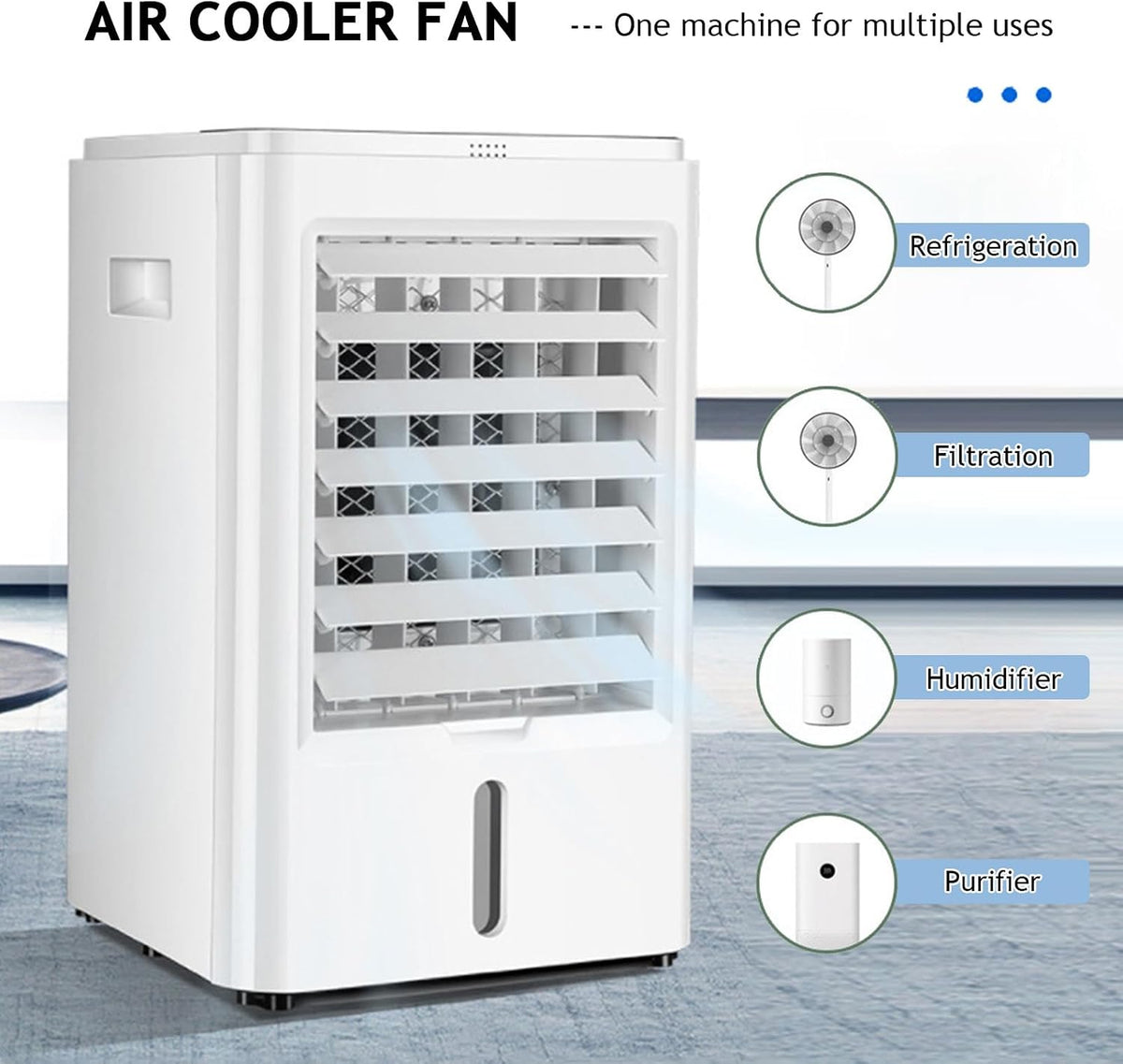 Climatiseur Mobile, 4l Climatiseur Portable Silencieux Refroidisseur D'air Ventilateur Avec Télécommande, 3 Vitesses & 3 Modes, Minuterie De 1H/2H/4H, Idéal Pour Maison/Bureau,12V