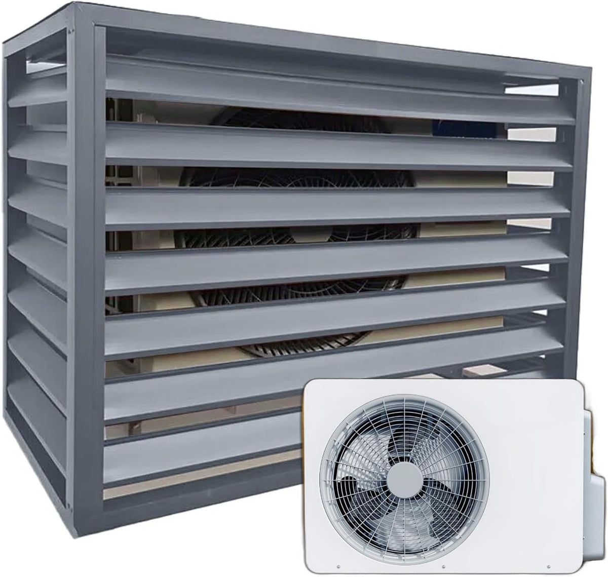 GENERIC Clôture De Climatiseur En Aluminium Grain De Bois – Housse De Protection Extérieure Pour Unités 2–3P (L 110 X L 60 X H80) – Écran De Pompe à Chaleur Pour Protection D'unité De Condensateur