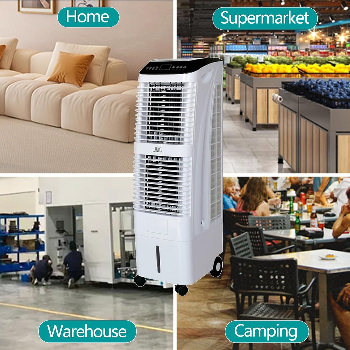  Climatiseur Portable Sur Pied Avec Roues, Ventilateur à 3 Vitesses, Fonctionnement Silencieux, Télécommande, Réservoir D'eau De 30 L Pour La Maison, Le Bureau Et La Chambre à Coucher