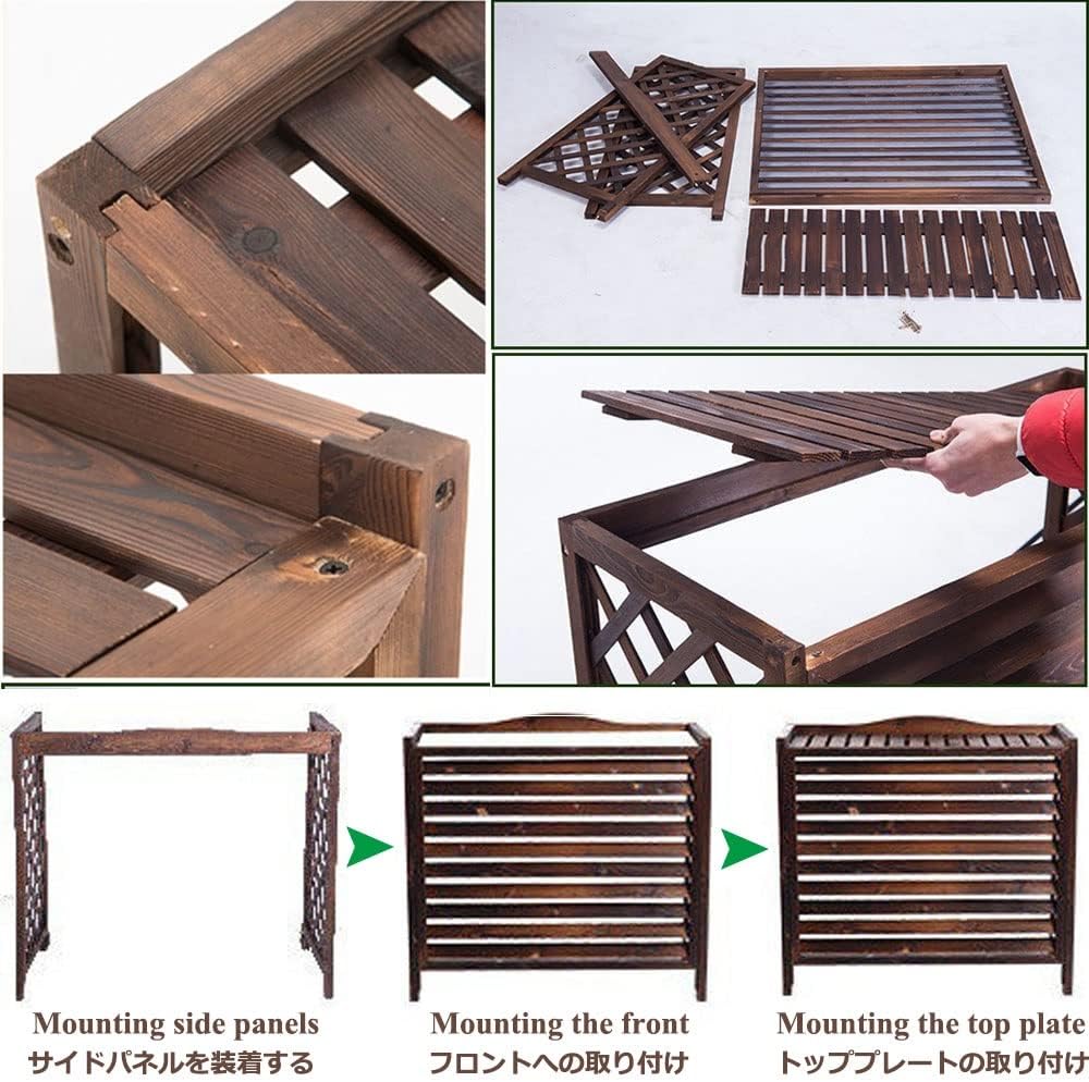  Housse De Protection Pour Climatiseur D'extérieur En Bois Marron, 110 X 50 X 85 Cm, Résistante Aux Intempéries, Support De Plantes De Jardin élégant Et Design élégant