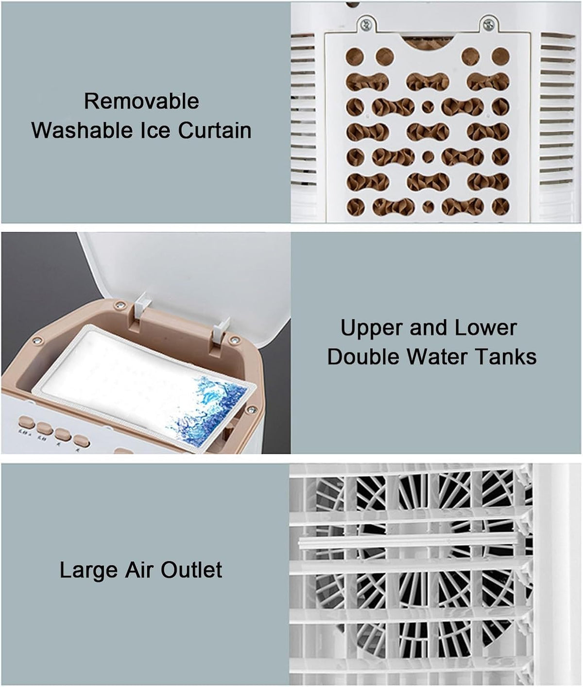 GENERIC Ventilateur De Refroidissement Avec Purification De L'air, Oscillation à 3 Vitesses, Grand Angle, Double Réservoir D'eau Et Roues – Ventilateur De Sol Parfait Pour La Maison Et La Chambre à Coucher