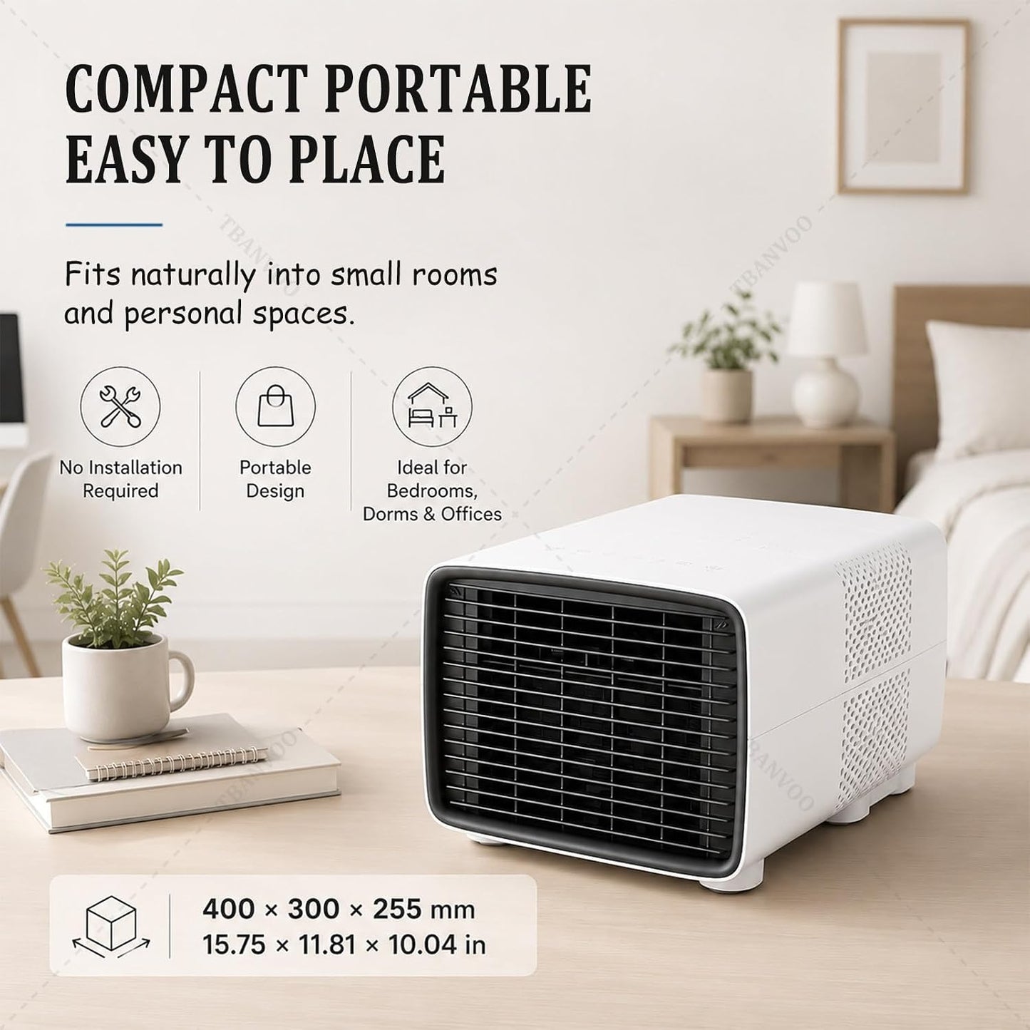  Fournissant Un Refroidissement De 3000BTU, Climatiseur Portable 280W Économie D'Énergie, Déshumidificateur Et Ventilateur, Écran Tactile Sans Fil, Silencieux, Pour Caravane, Tente Et Cuisine