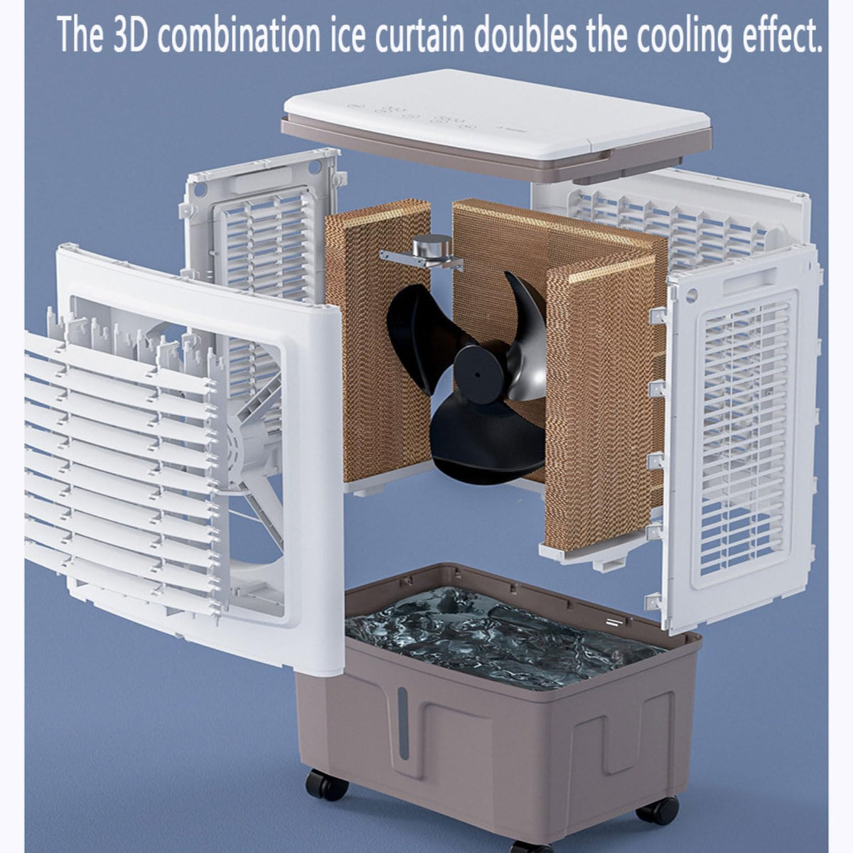 GENERIC Refroidisseur D'air Par évaporation Avec Ventilateur, Réservoir D'eau De 30 L, 3 Vitesses, Oscillation à 120°, 2 Blocs De Glace, Climatiseur Portable Pour Garage, Terrasse, Jardin Ou Usine.
