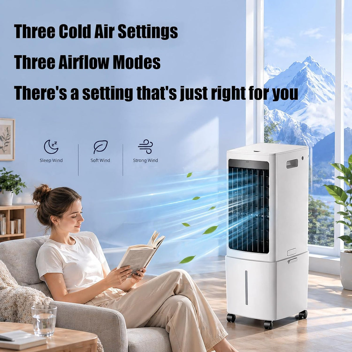 GENERIC Refroidisseur D'air évaporatif Portable, Réservoir Amovible De 12L Et Boîtes à Glace Pour Le Refroidissement Instantané.Smart 7.5H Timer Avec Télécommande.Le Filtre Anti-Pousse Assure Un Débit D'air P