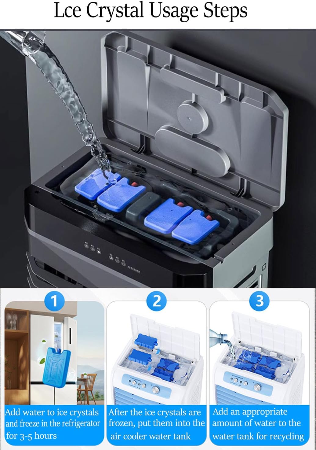  Climatiseur Portable Avec Télécommande, 3 Vitesses De Ventilation, Fonction Oscillante, Minuterie 12 Heures, Modes Ventilation Naturelle Et Humidification Pour La Maison