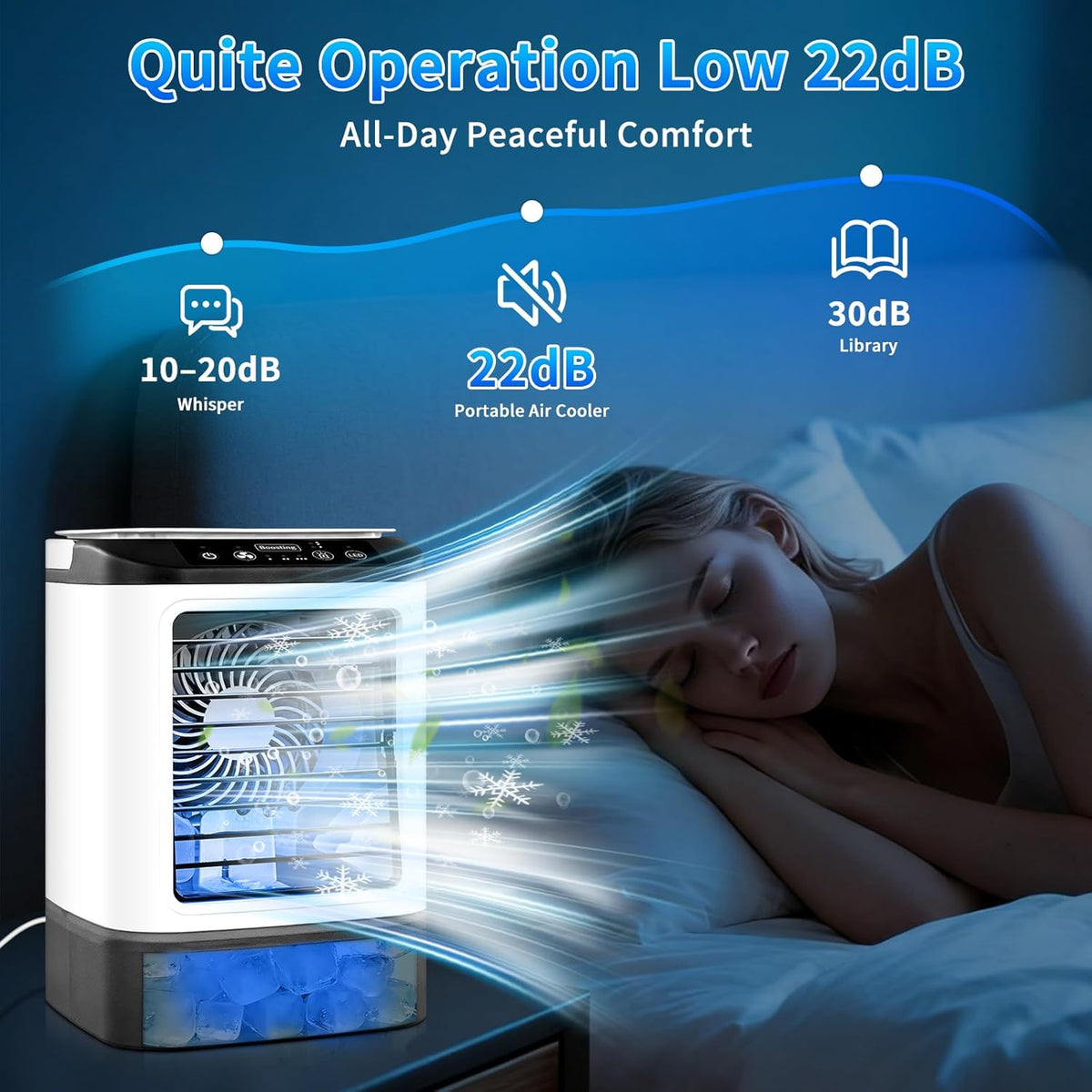 GENERIC Mini Climatiseur Portable, Refroidisseur D'air Personnel Avec Vitesses, Modes Brume, Réservoir D'eau, Boîte à Glace, Petit Climatiseur Rechargeable Pour Chambre, Bureau Et Voyage