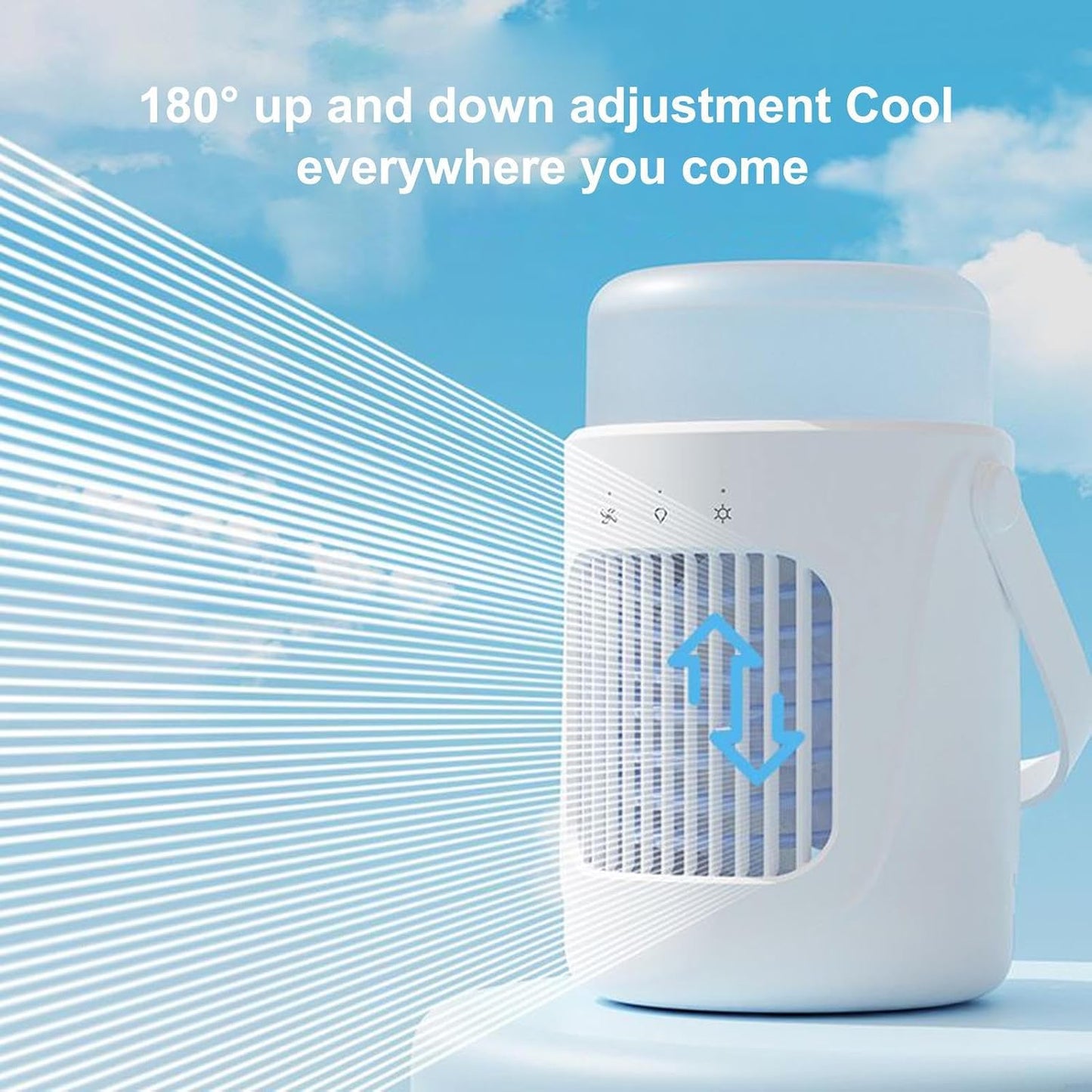 Rafraîchisseur D'air | Ventilateur Rafraîchissant Pour Lit Et Chambre - Ventilateur Humidificateur Rechargeable Avec Réservoir 0.6L Pour Bureau Chambre Tente Pique-nique Maison