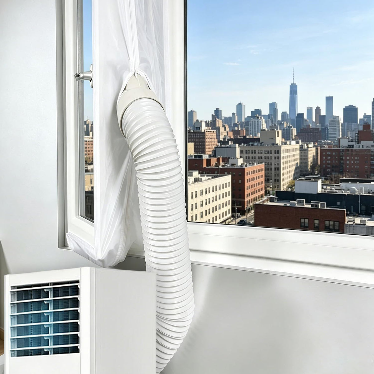  400CM Kit Calfeutrage Climatiseur, Joint De Fenêtre Climatisation Mobile, Tissu Hot Air Stop Fonctionne Avec Toutes Les Unités De Climatisation Mobiles