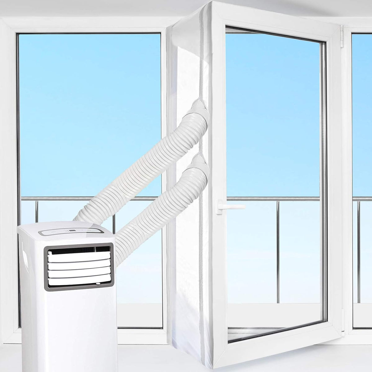  HOOMEE 400CM Tissu De Calfeutrage Pour Fenêtres Pour Climatiseur Mobile Et Sèche-Linge - Fonctionne Avec Toutes Les Unités De Climatisation Mobiles, Installation Facile