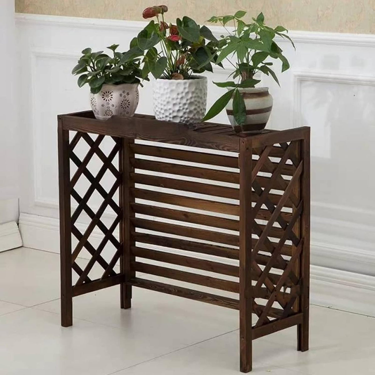 GENERIC Housse De Protection Pour Climatiseur Extérieur En Bois Massif - Support Caché Pour Climatiseur - Résistant Aux Intempéries - Décoration De Jardin